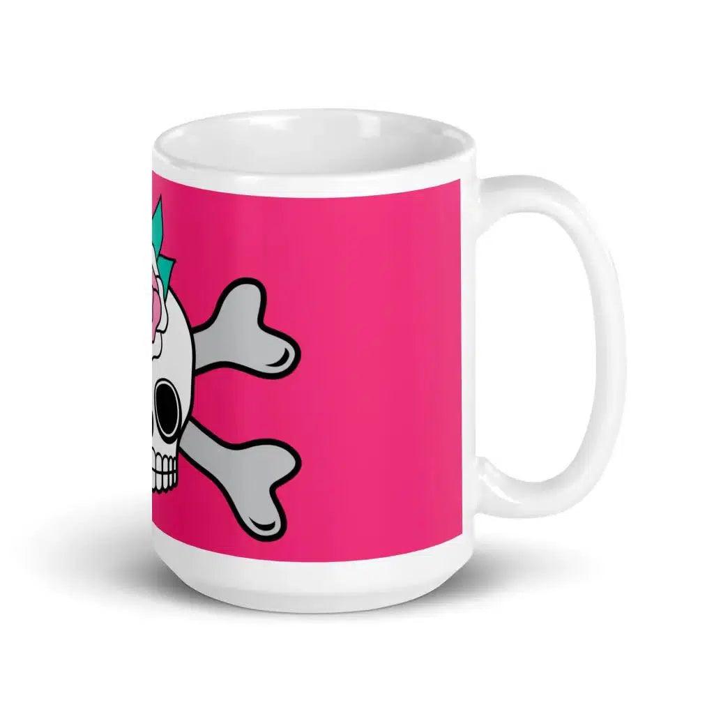 Mug - SKULLROSE pink - Skulls and roses print 15oz