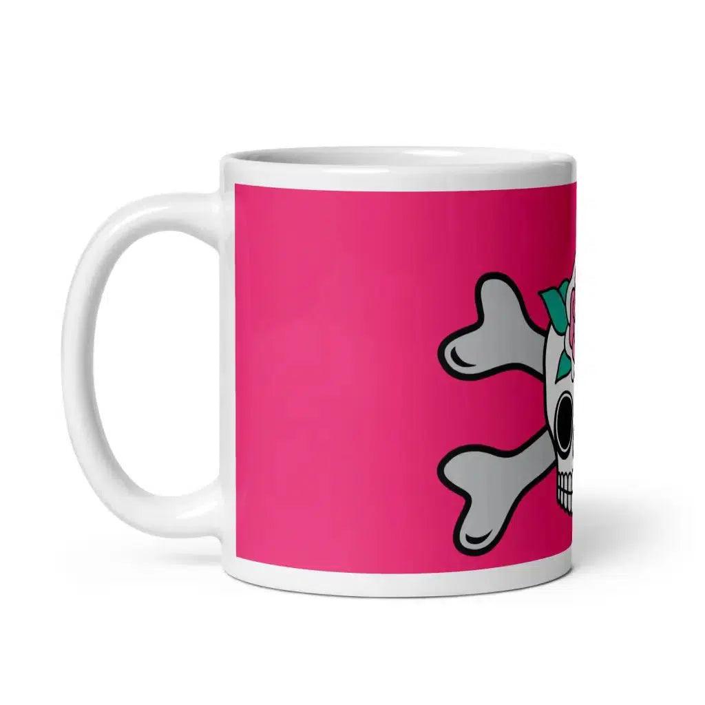 Mug - SKULLROSE pink - Skulls and roses print 11oz