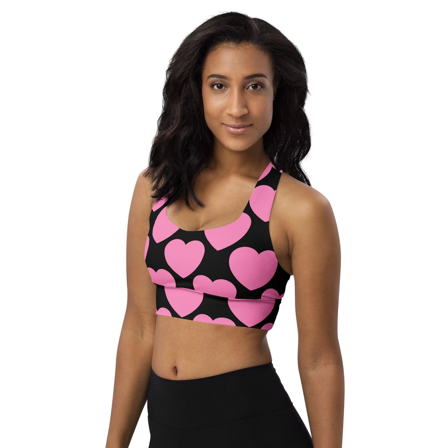 Sports bra - ELLIE LOVE pink black - Bold heart print