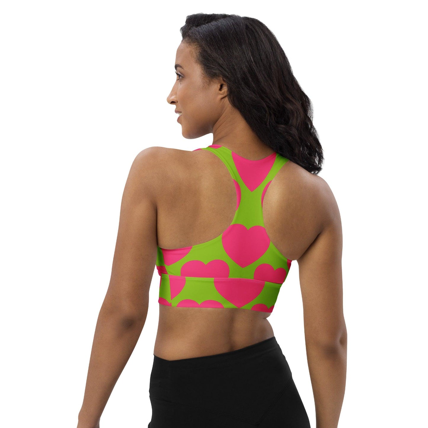 Sports bra - ELLIE LOVE pink lime - Bold heart print