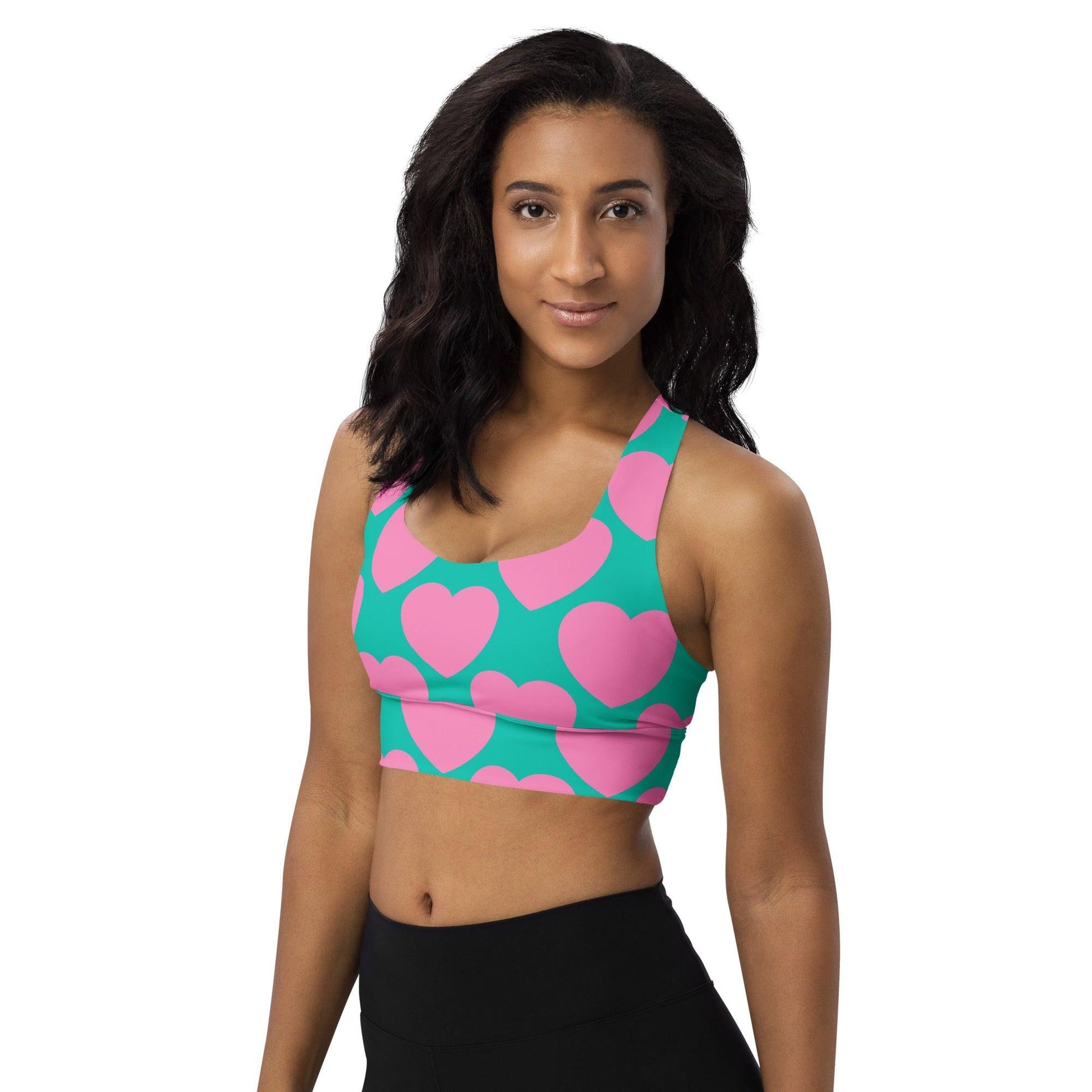 Sports bra - ELLIE LOVE pink mint - Bold heart print