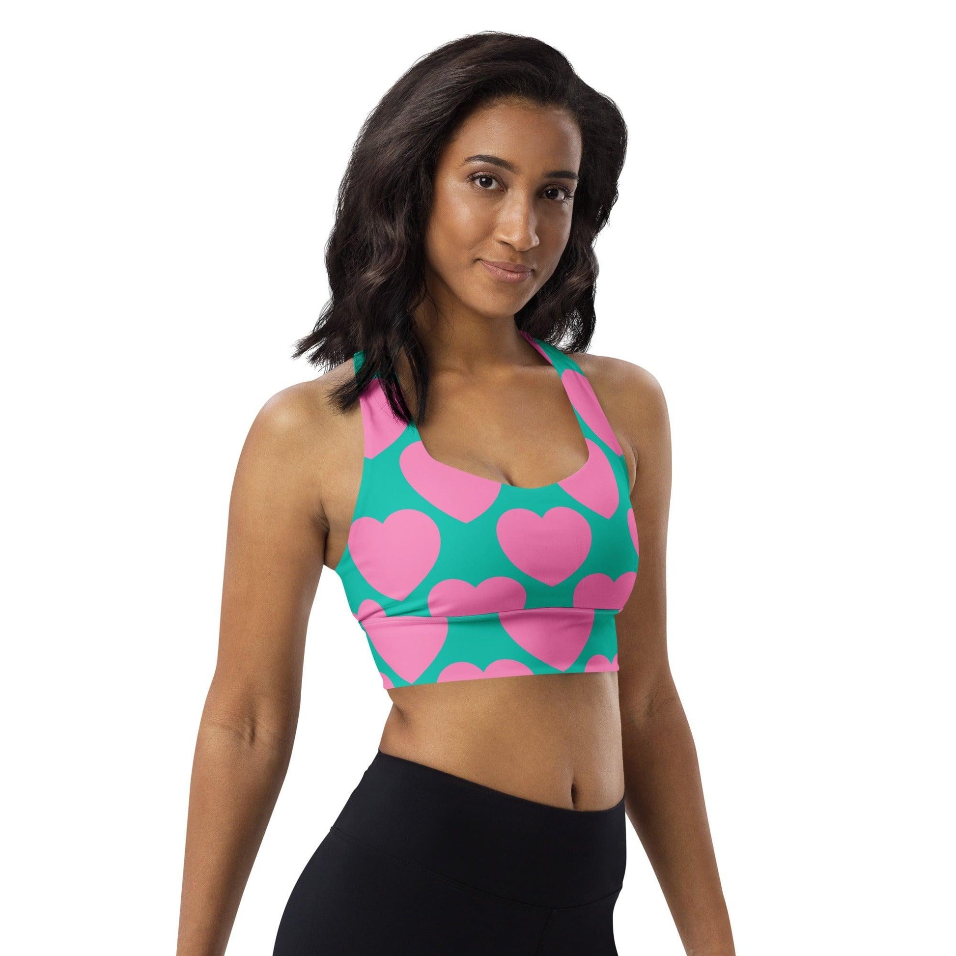 Sports bra - ELLIE LOVE pink mint - Bold heart print
