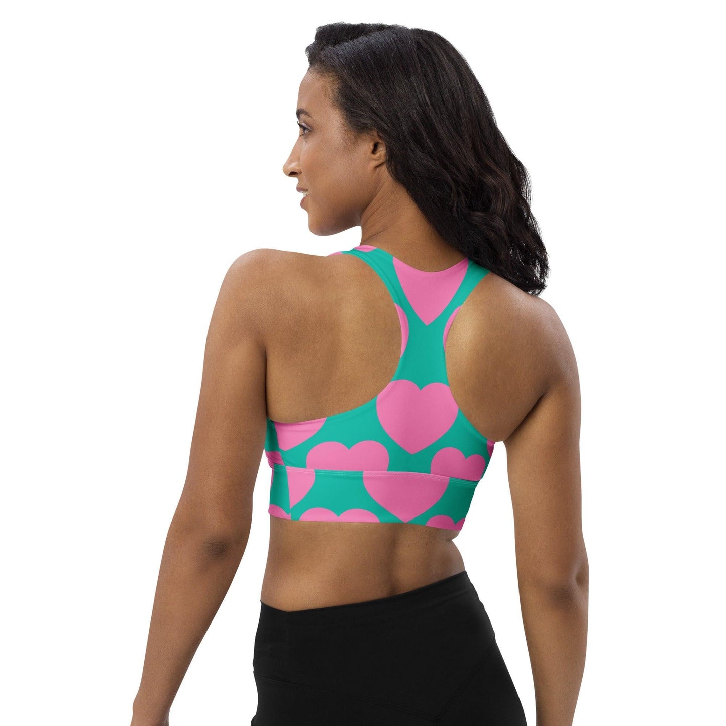 Sports bra - ELLIE LOVE pink mint - Bold heart print