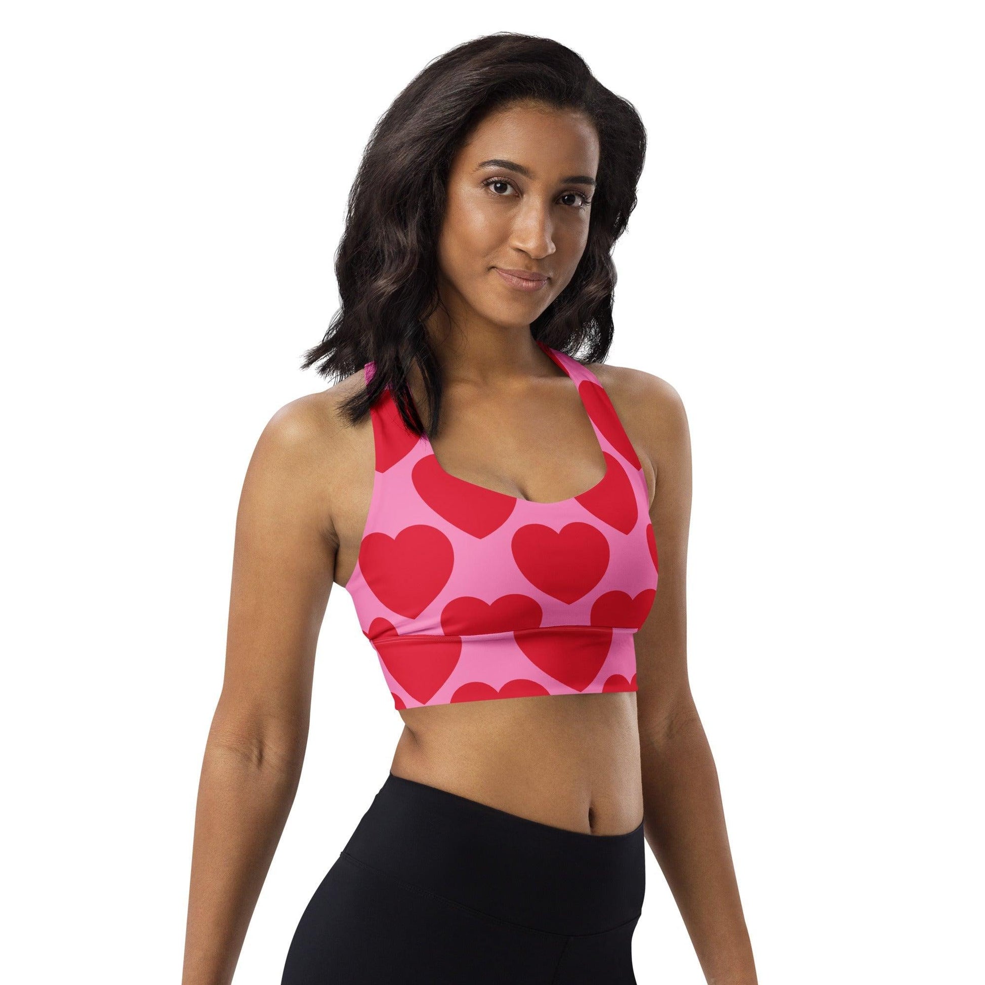 Sports bra - ELLIE LOVE red - Bold heart print