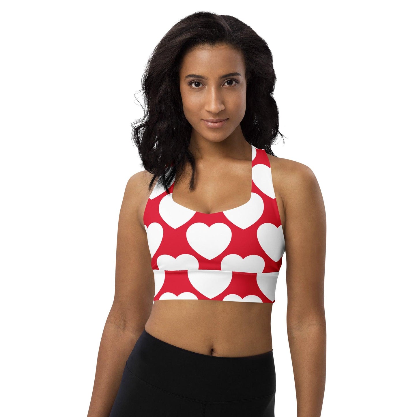 Sports bra - ELLIE LOVE red white - Bold heart print 3XL