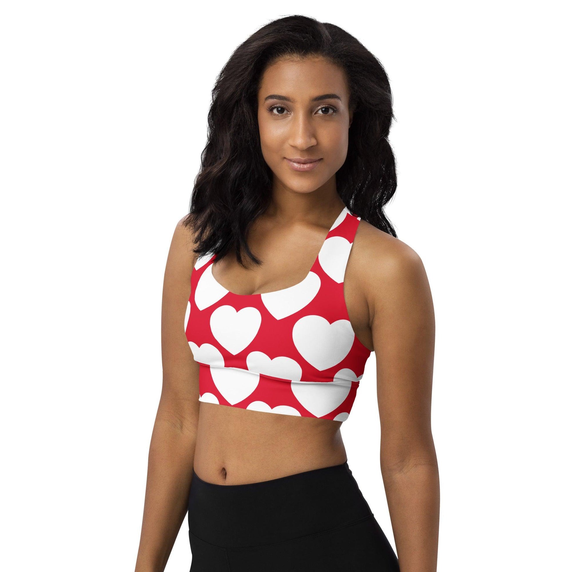 Sports bra - ELLIE LOVE red white - Bold heart print