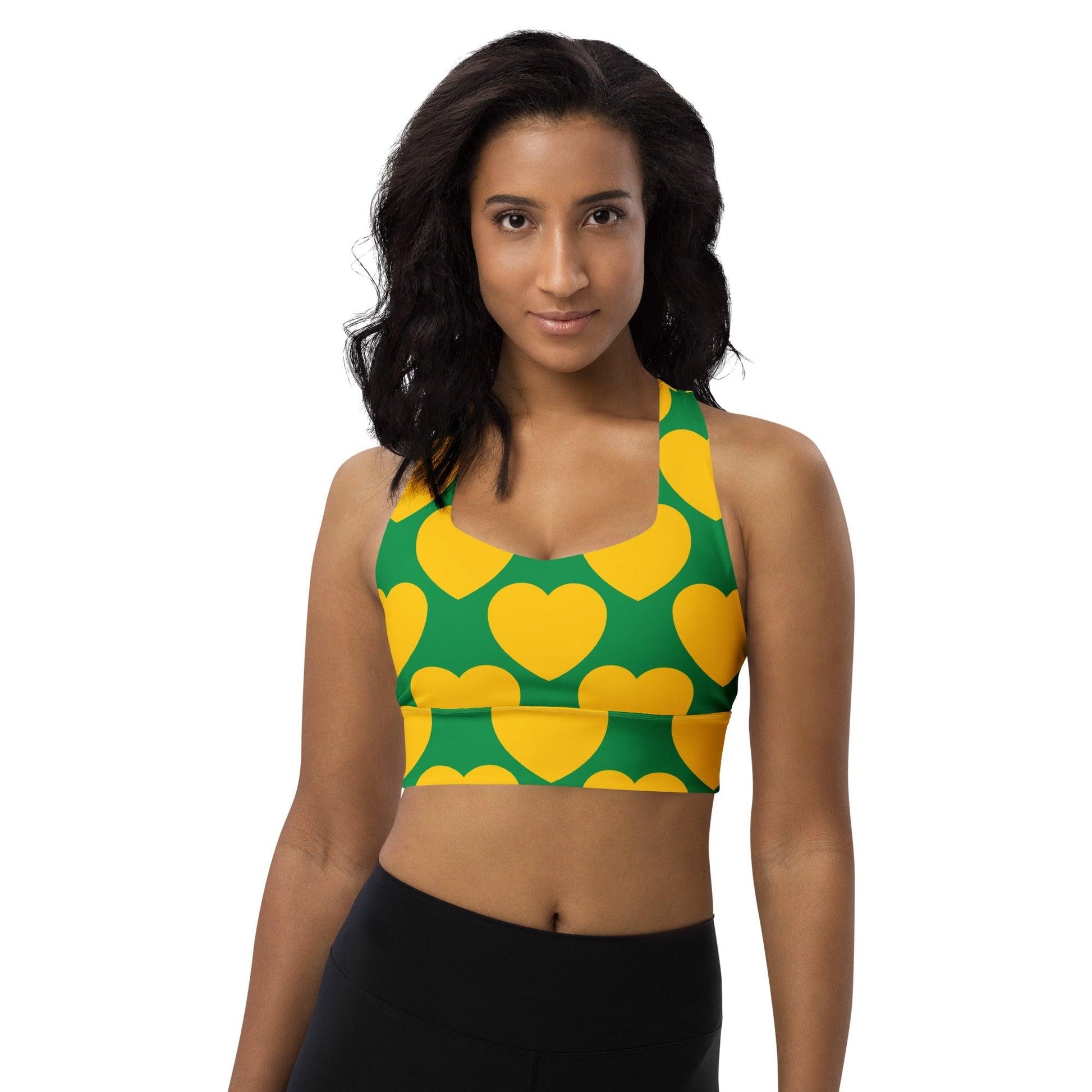Sports bra - ELLIE LOVE yellow green - Bold heart print 3XL