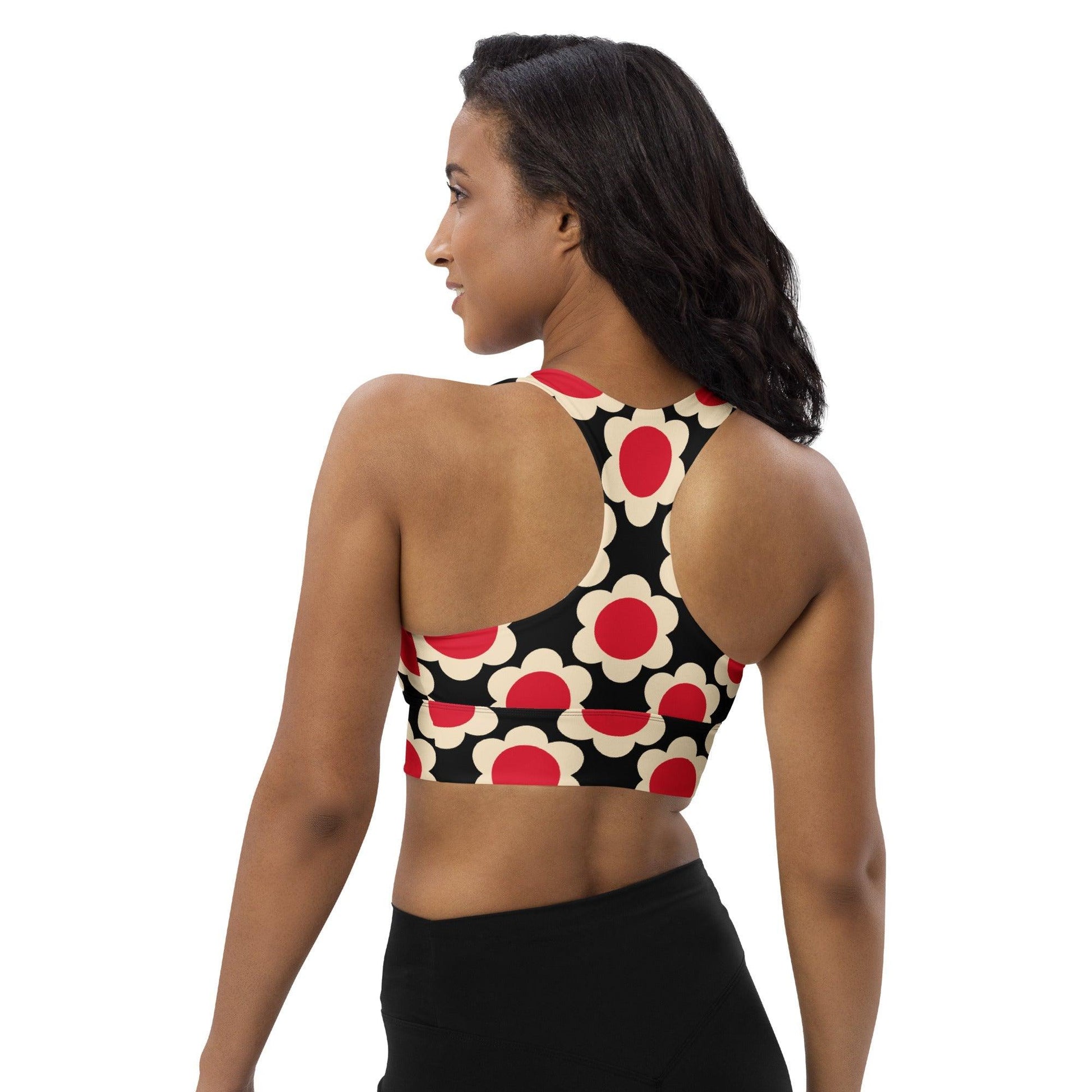 Sports bra - ELLIE red black - Classic floral print