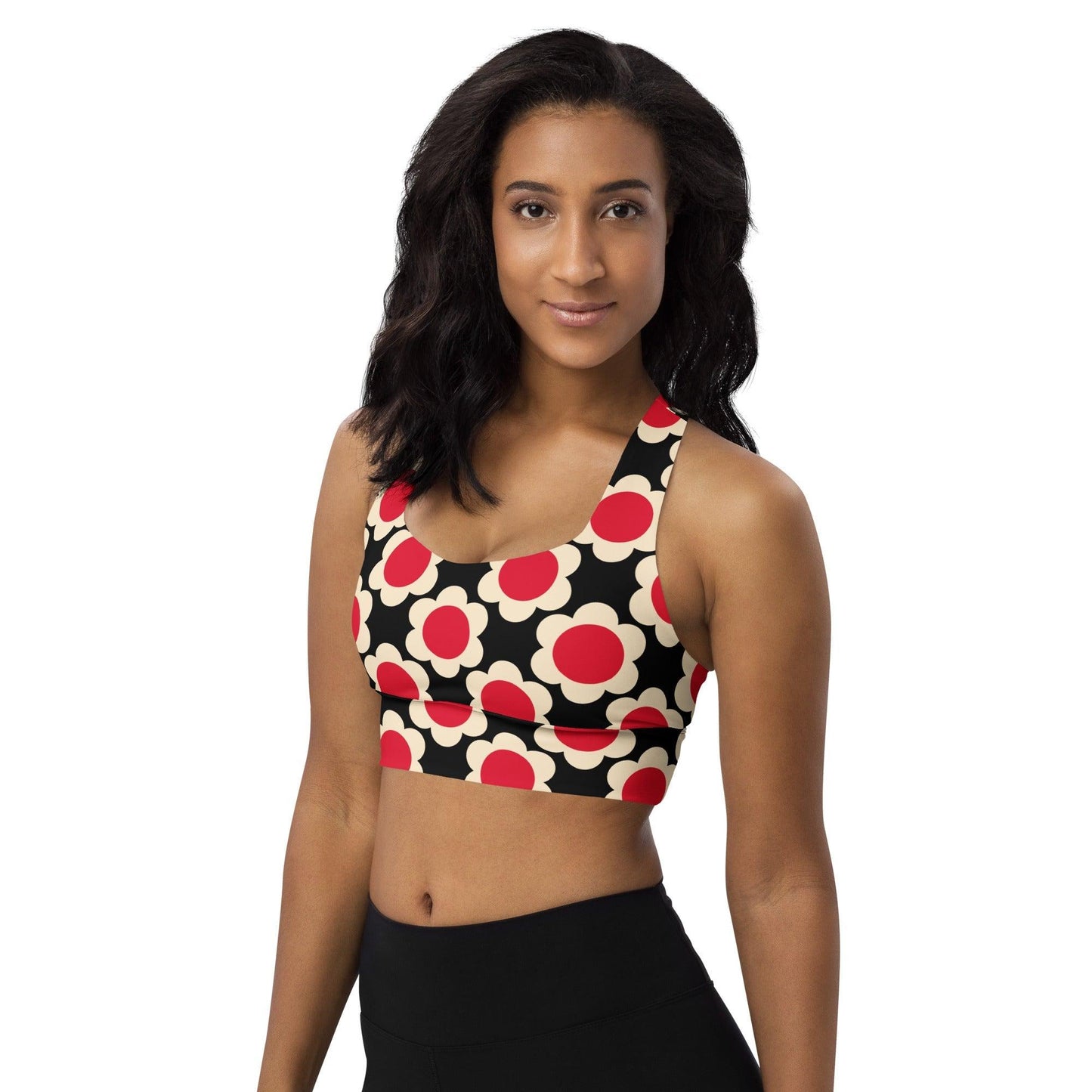 Sports bra - ELLIE red black - Classic floral print