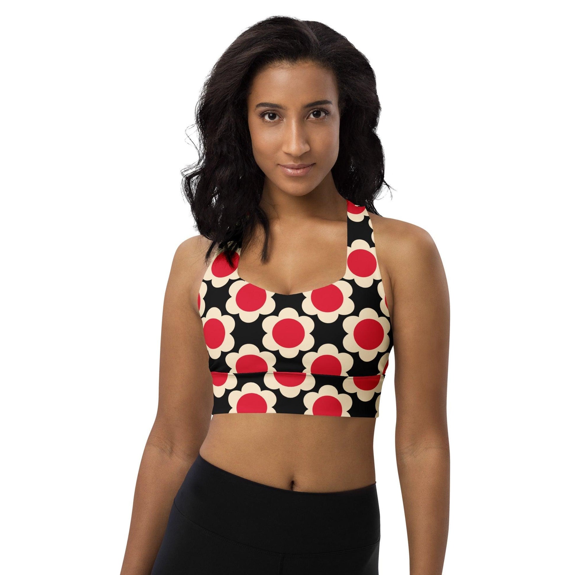 Sports bra - ELLIE red black - Classic floral print 3XL