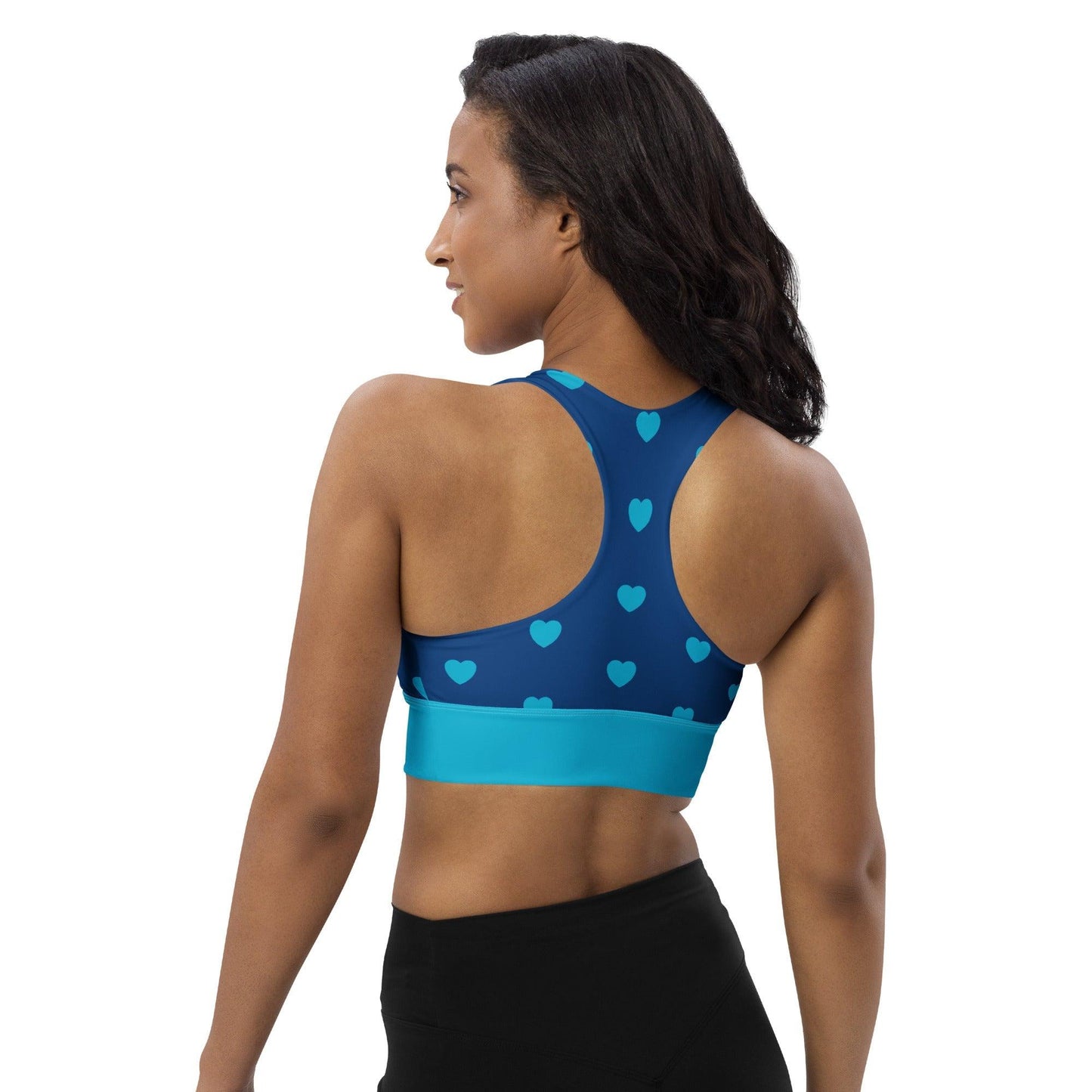Sports bra - SMALL HEARTS blue - Small hearts print