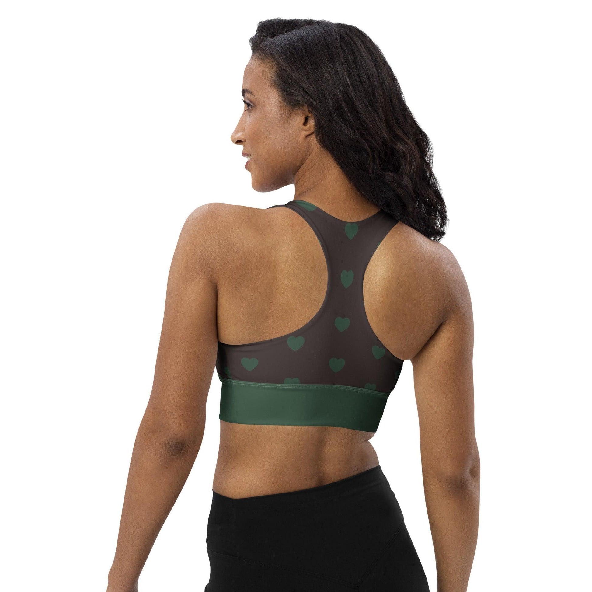 Sports bra - SMALL HEARTS forest - Small hearts print