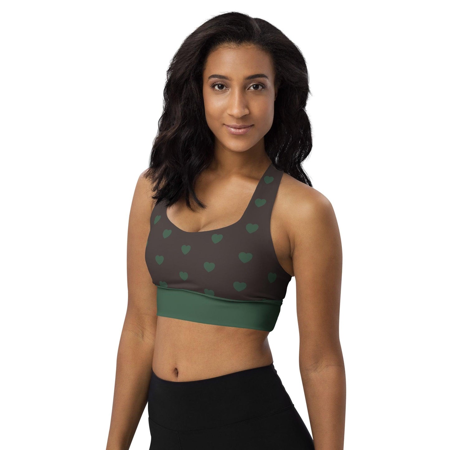 Sports bra - SMALL HEARTS forest - Small hearts print