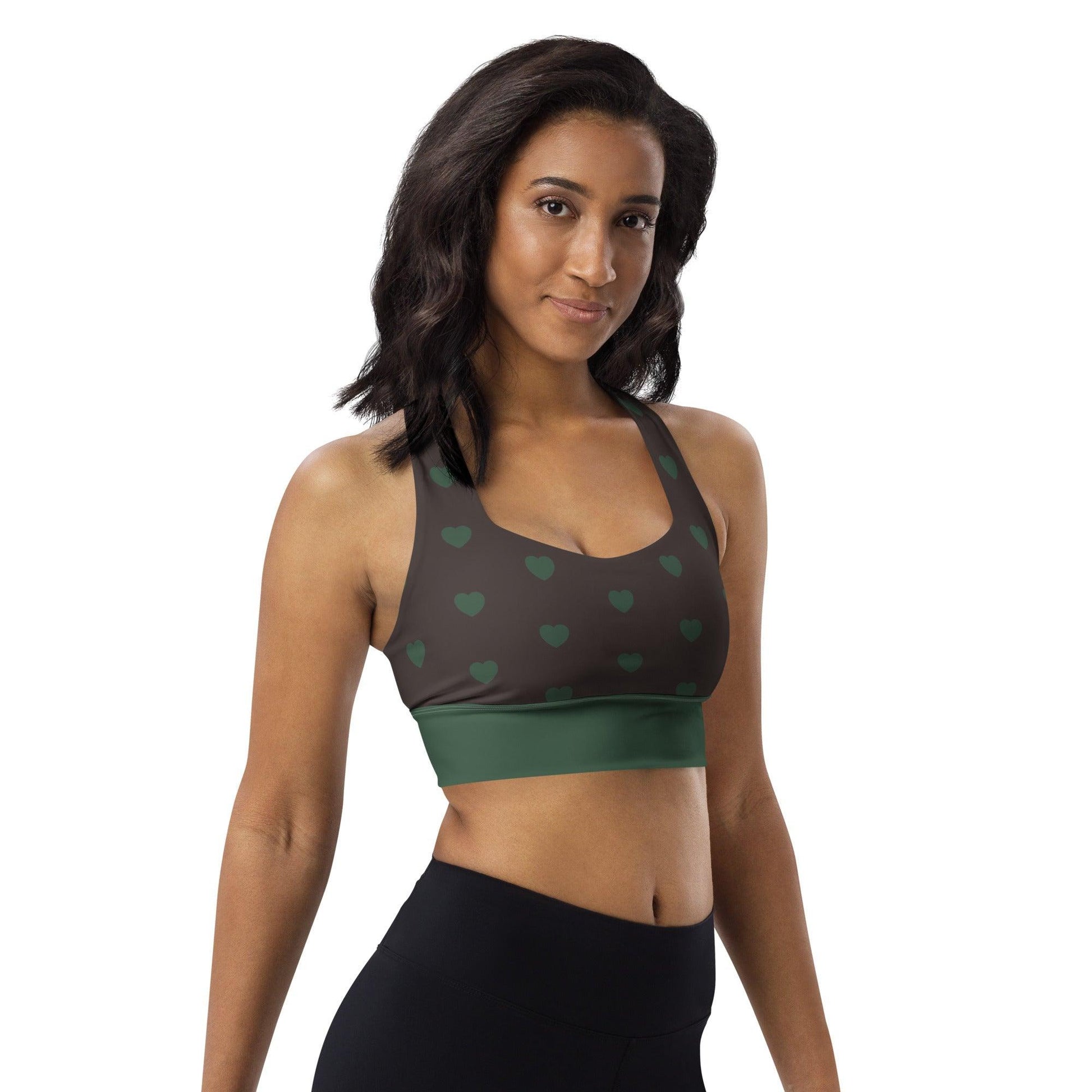 Sports bra - SMALL HEARTS forest - Small hearts print