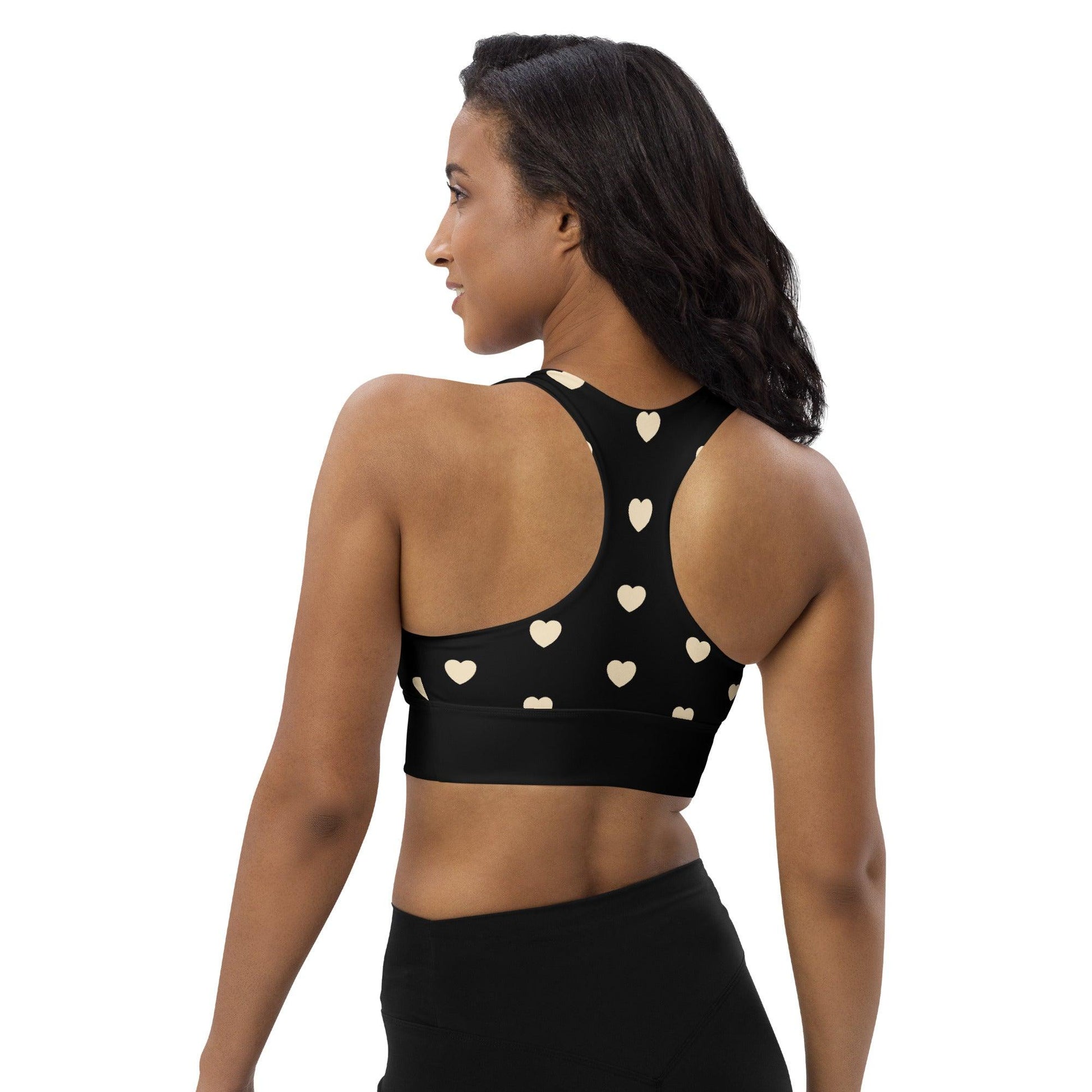 Sports bra - SMALL HEARTS natural black - Small hearts print