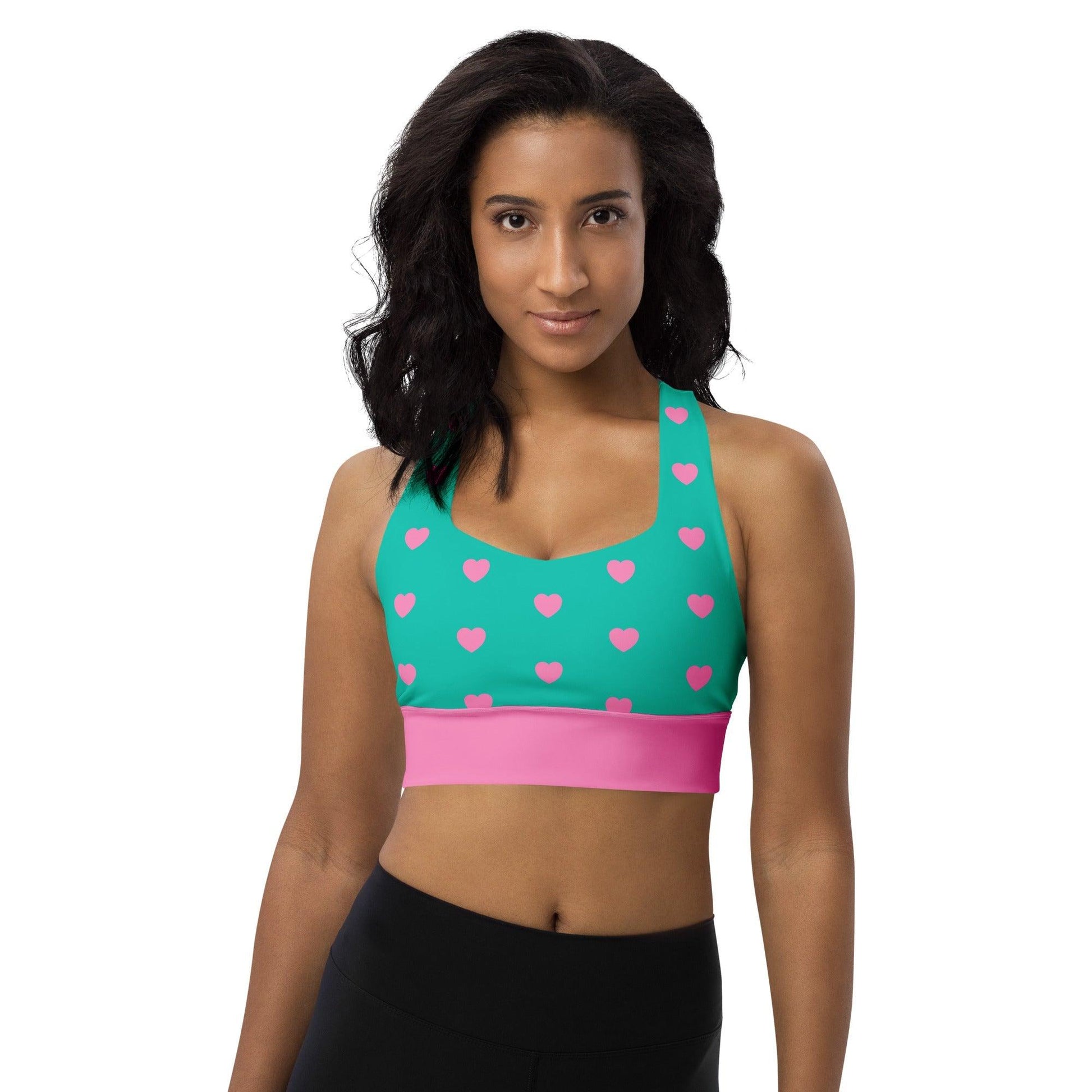 Sports bra - SMALL HEARTS pink mint - Small hearts print 3XL