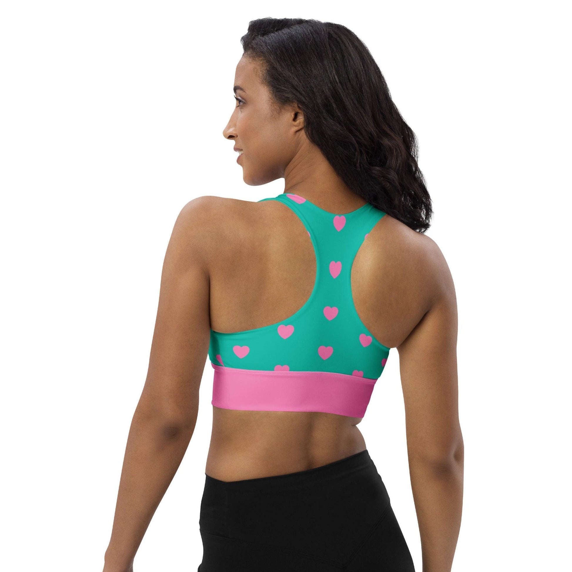 Sports bra - SMALL HEARTS pink mint - Small hearts print