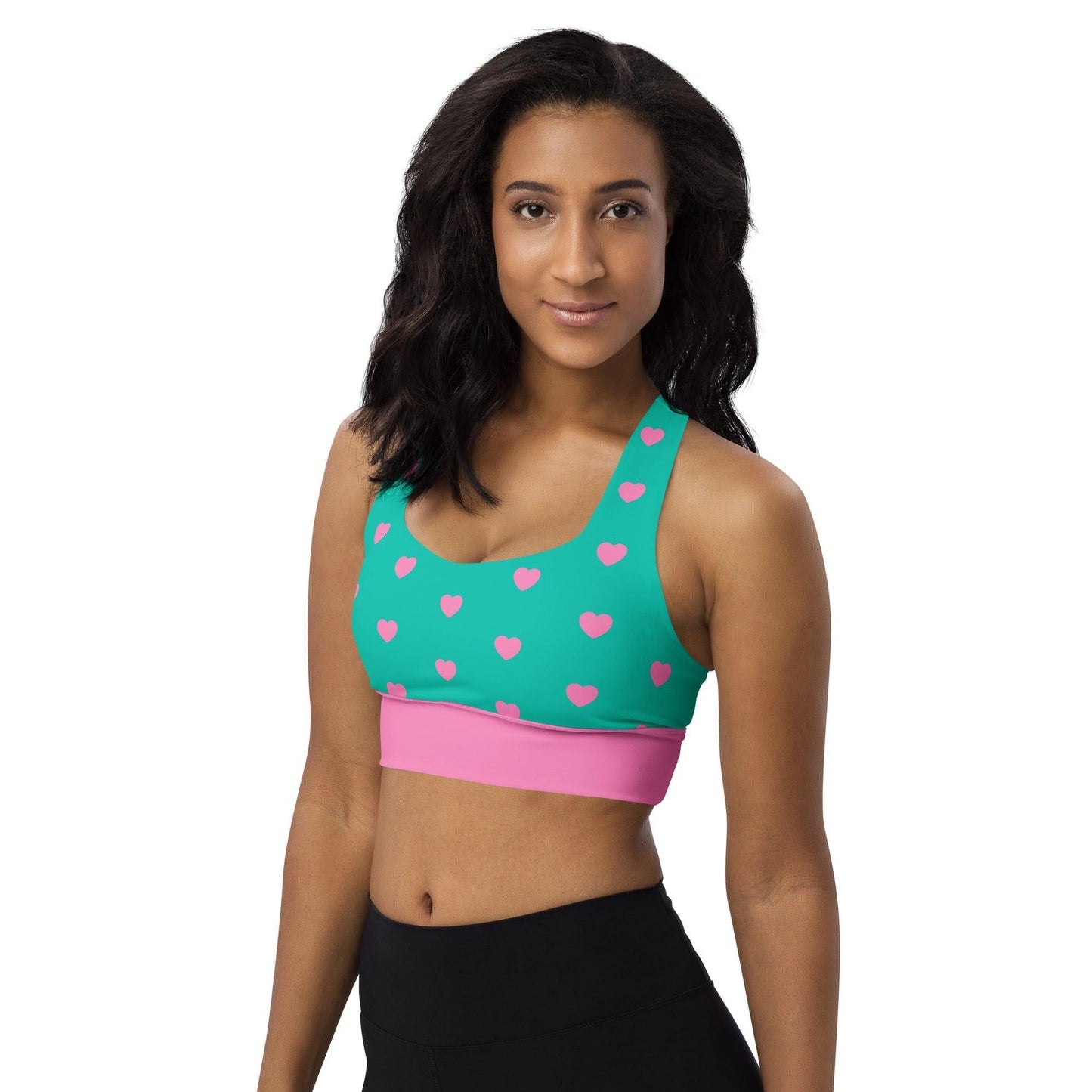 Sports bra - SMALL HEARTS pink mint - Small hearts print