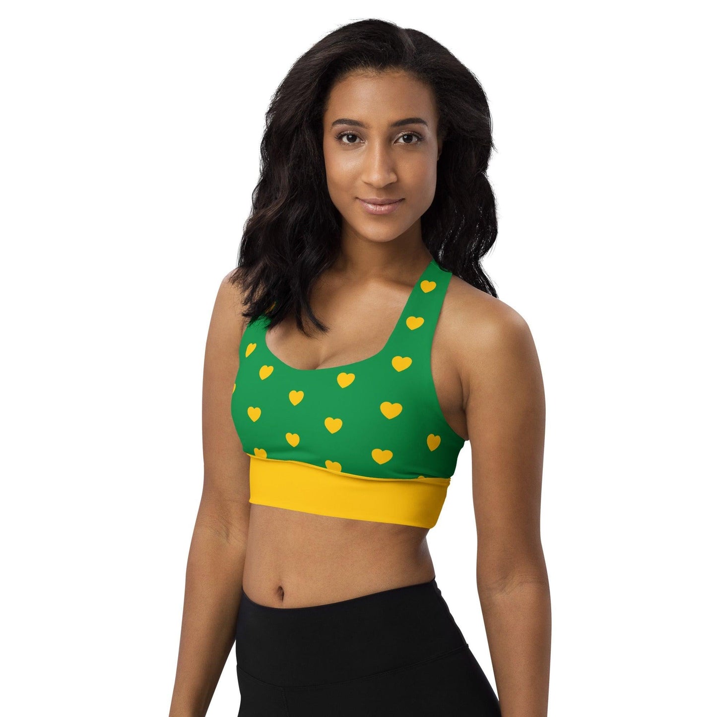 Sports bra - SMALL HEARTS yellow green - Small hearts print