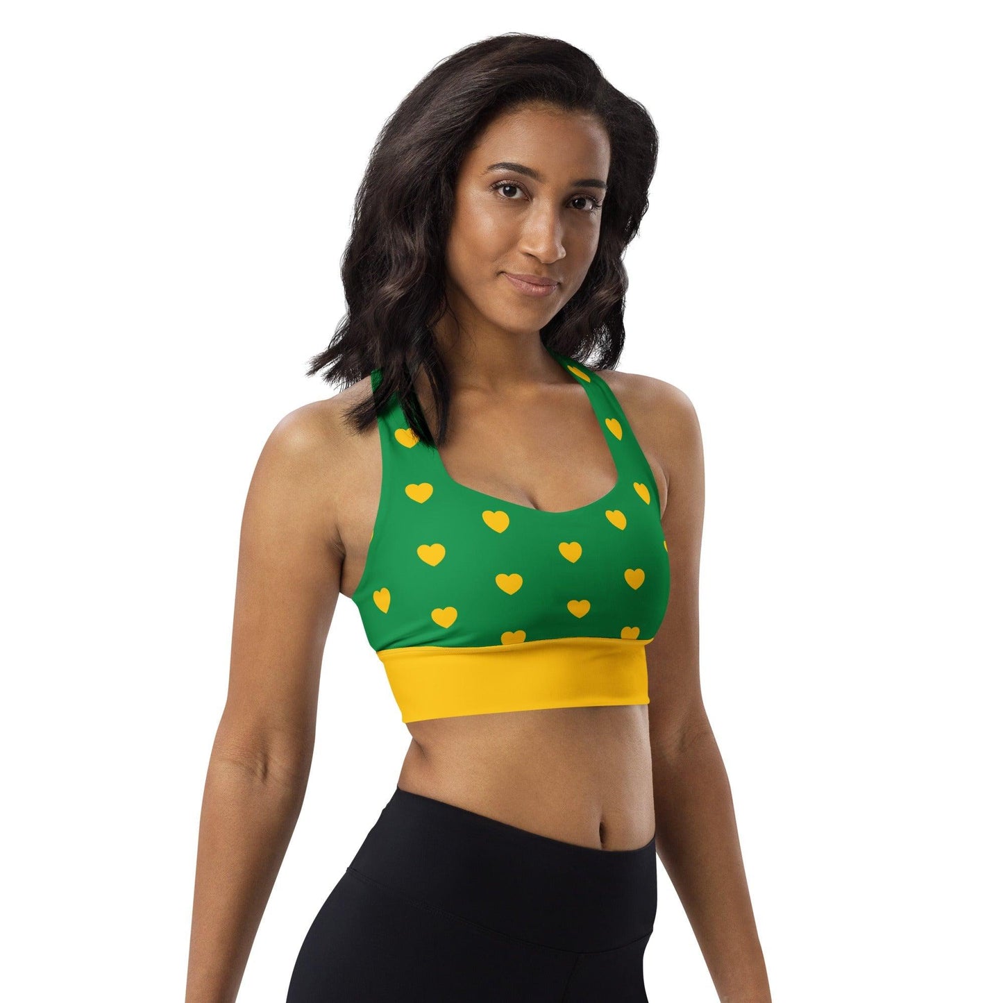 Sports bra - SMALL HEARTS yellow green - Small hearts print
