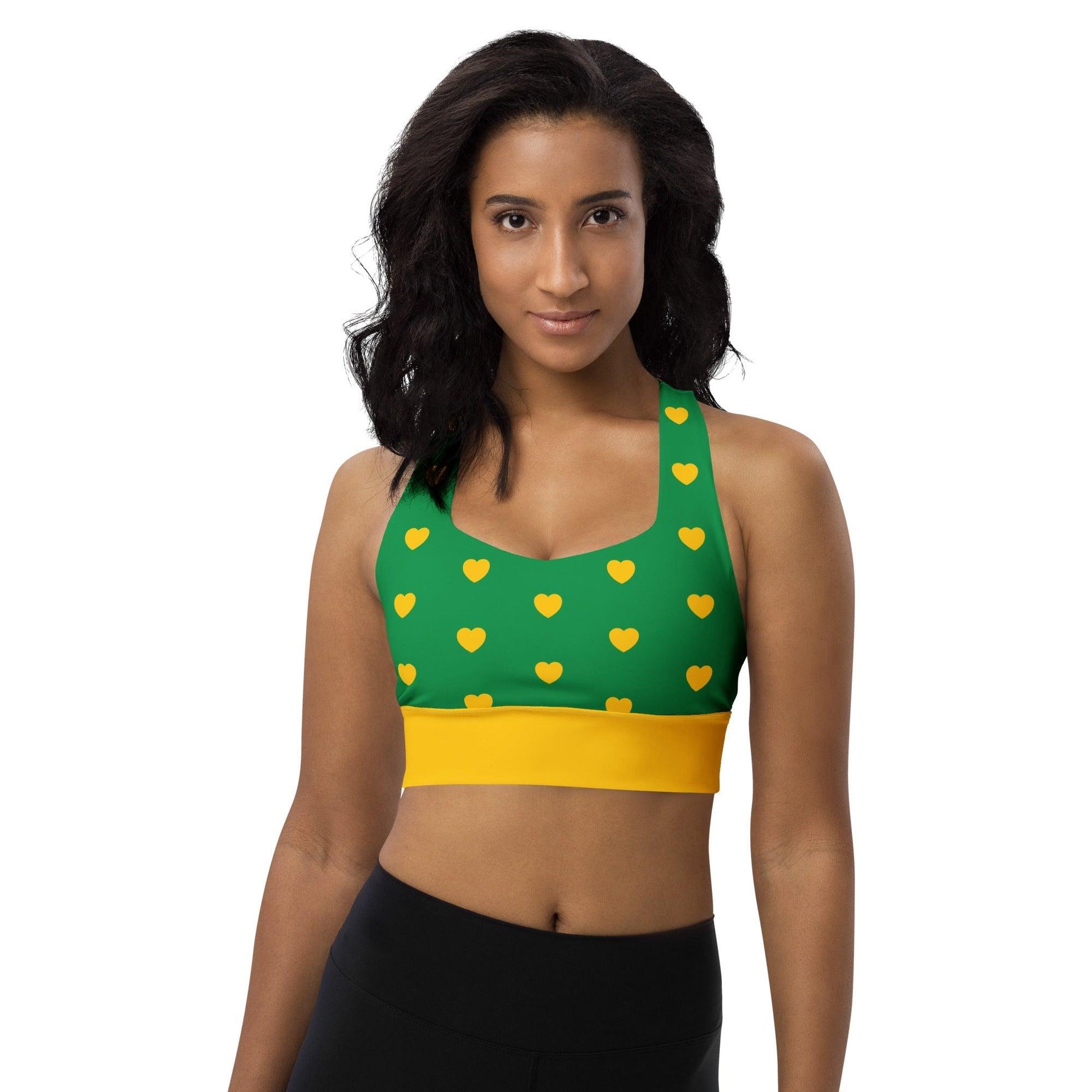 Sports bra - SMALL HEARTS yellow green - Small hearts print 3XL