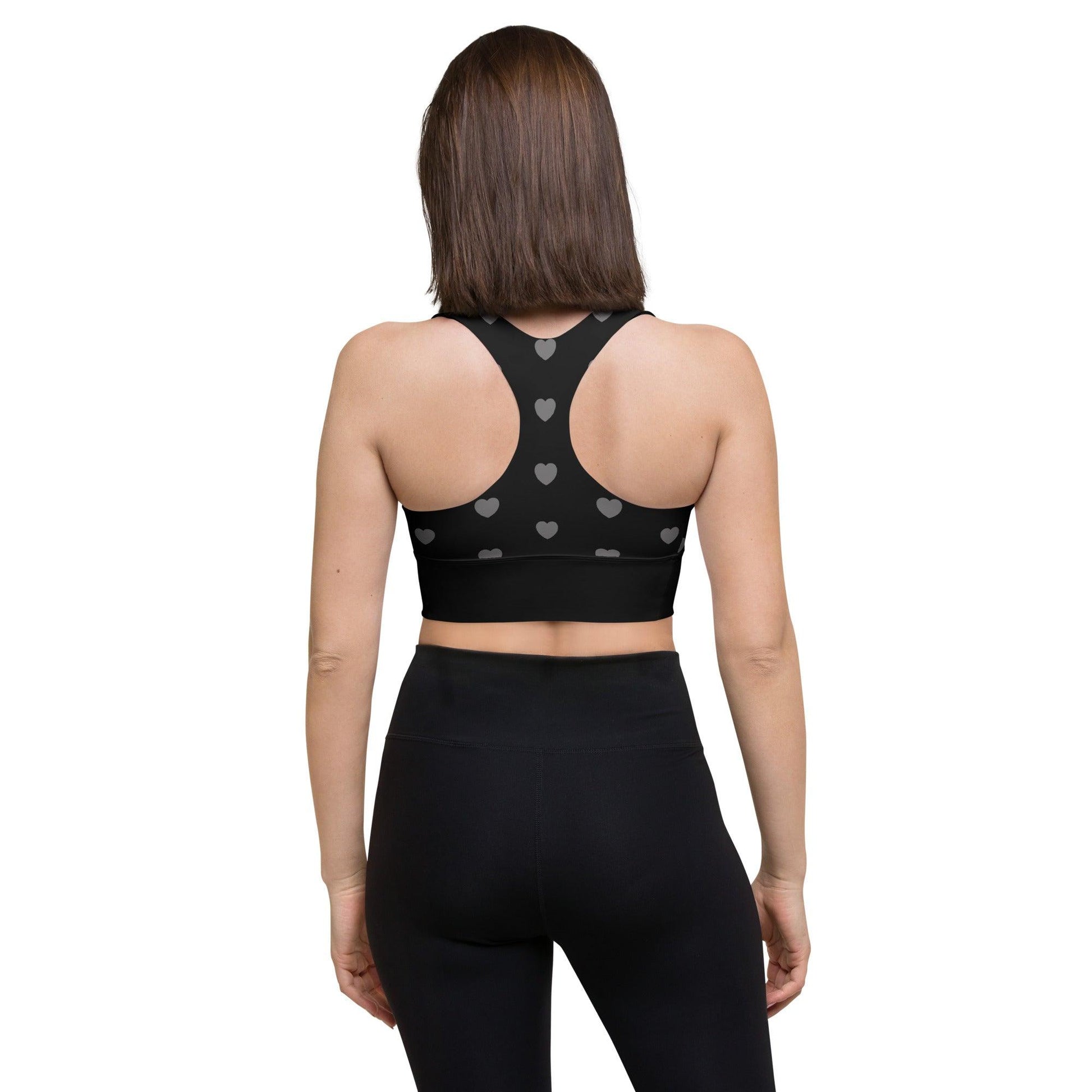 Sports bra - SMALL HEARTS grey - Small hearts print