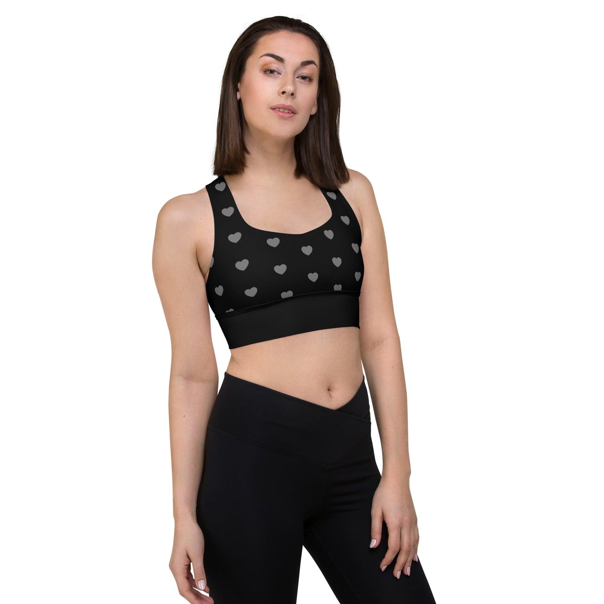 Sports bra - SMALL HEARTS grey - Small hearts print