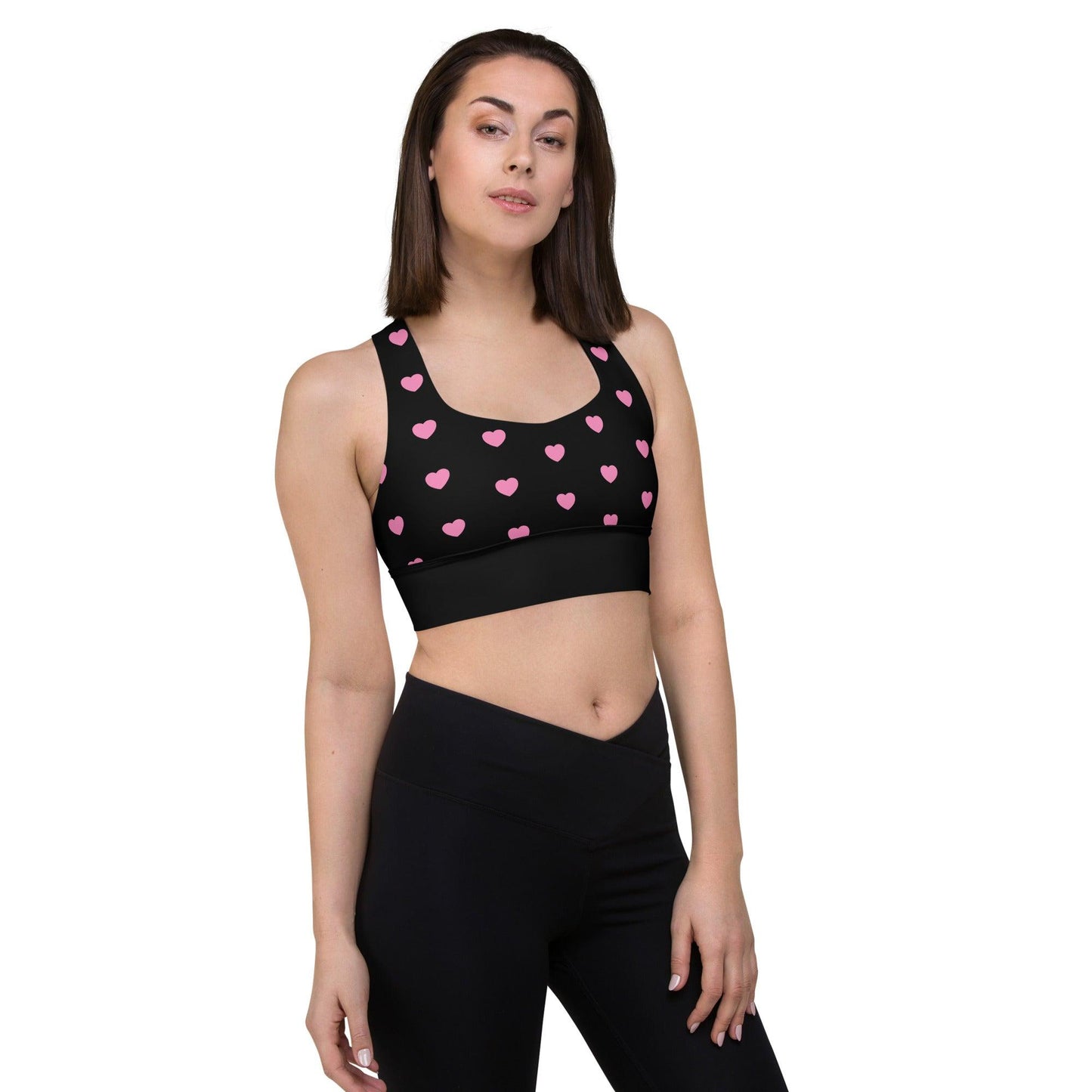 Sports bra - SMALL HEARTS pink - Small hearts print