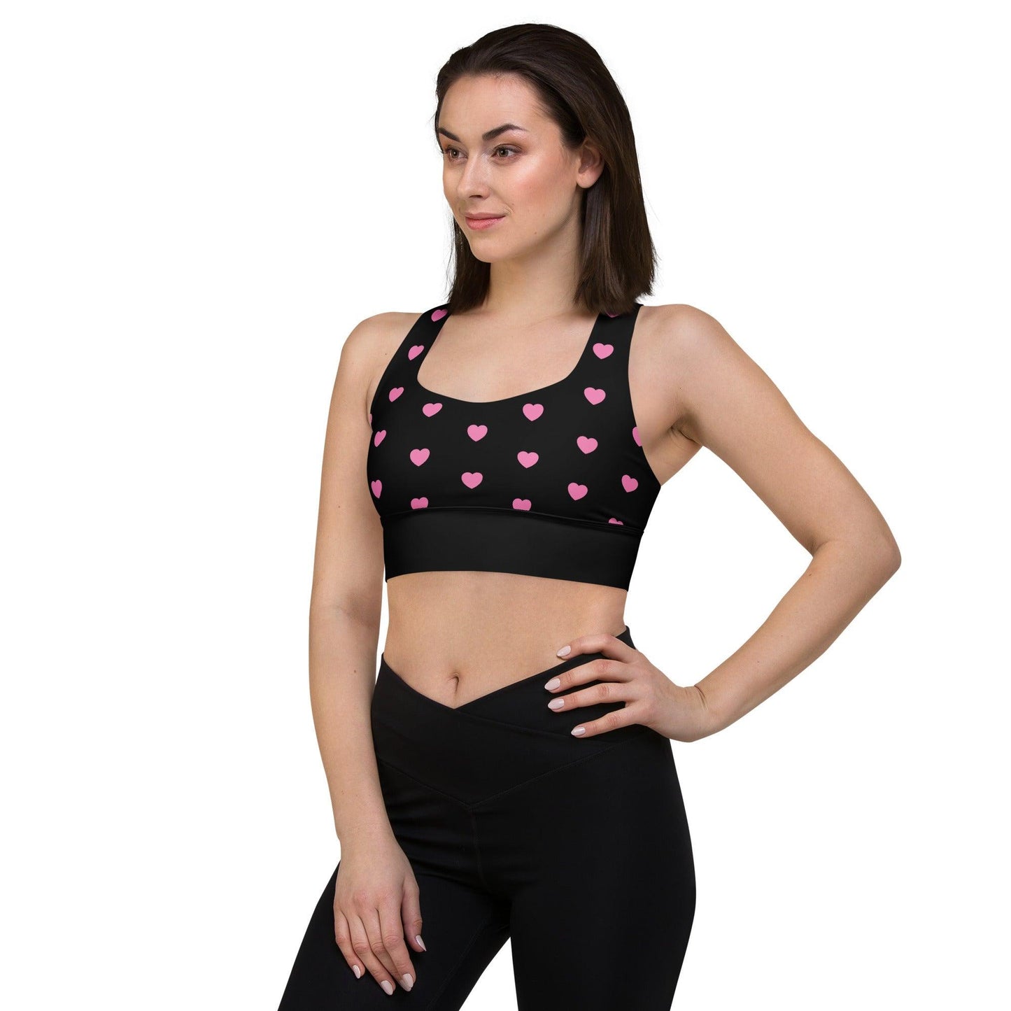 Sports bra - SMALL HEARTS pink - Small hearts print
