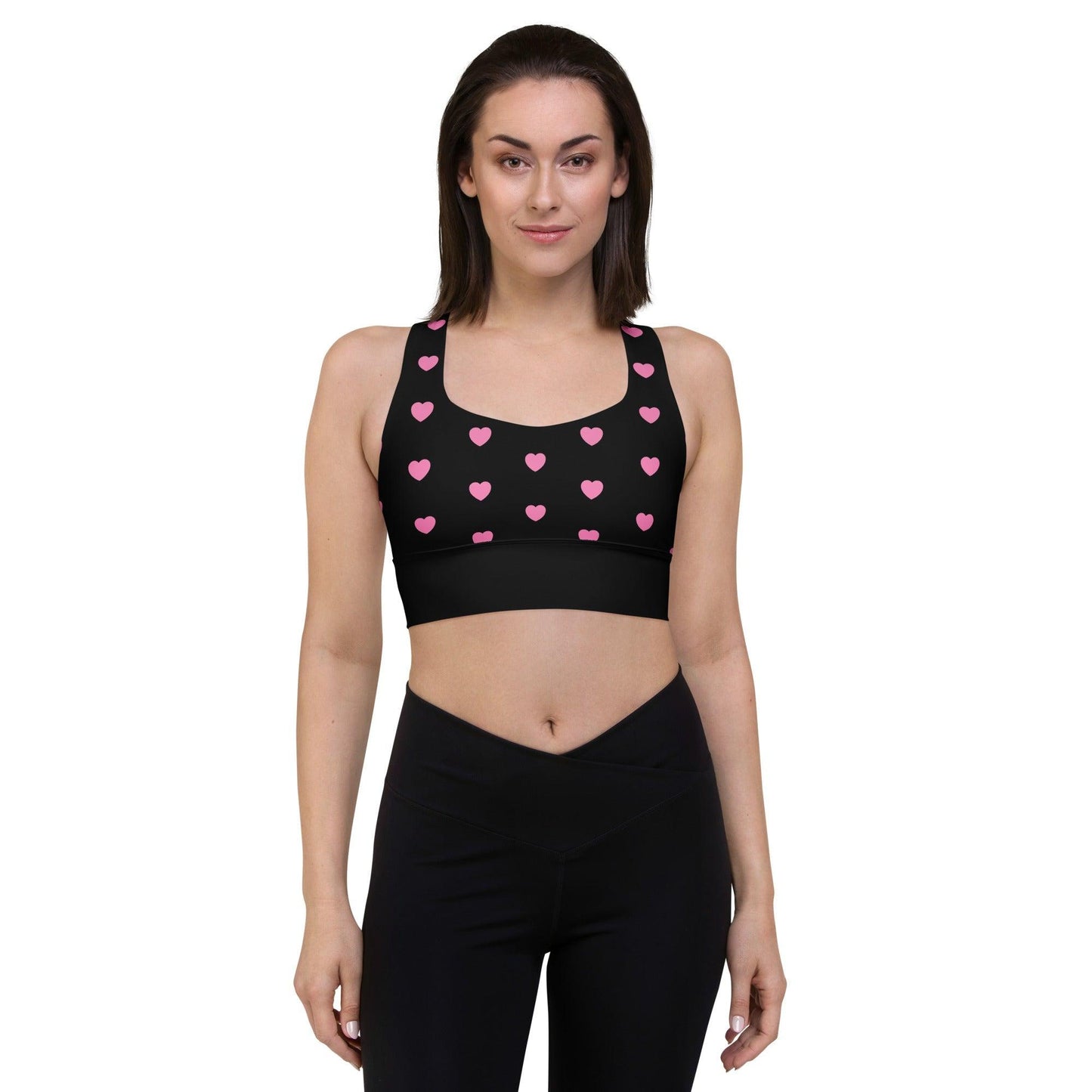 Sports bra - SMALL HEARTS pink - Small hearts print 3XL