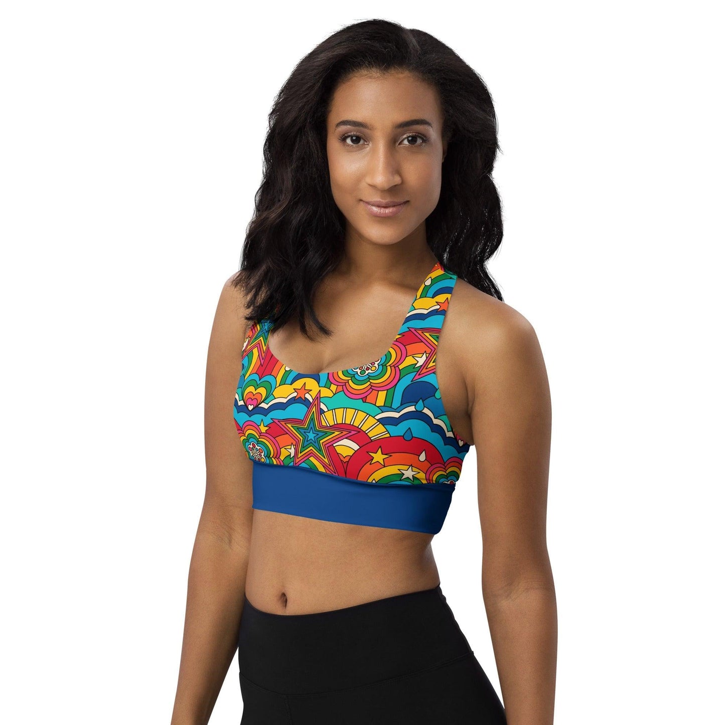 Sports bra - RAINBOW RAVE - Bold rainbow sky print