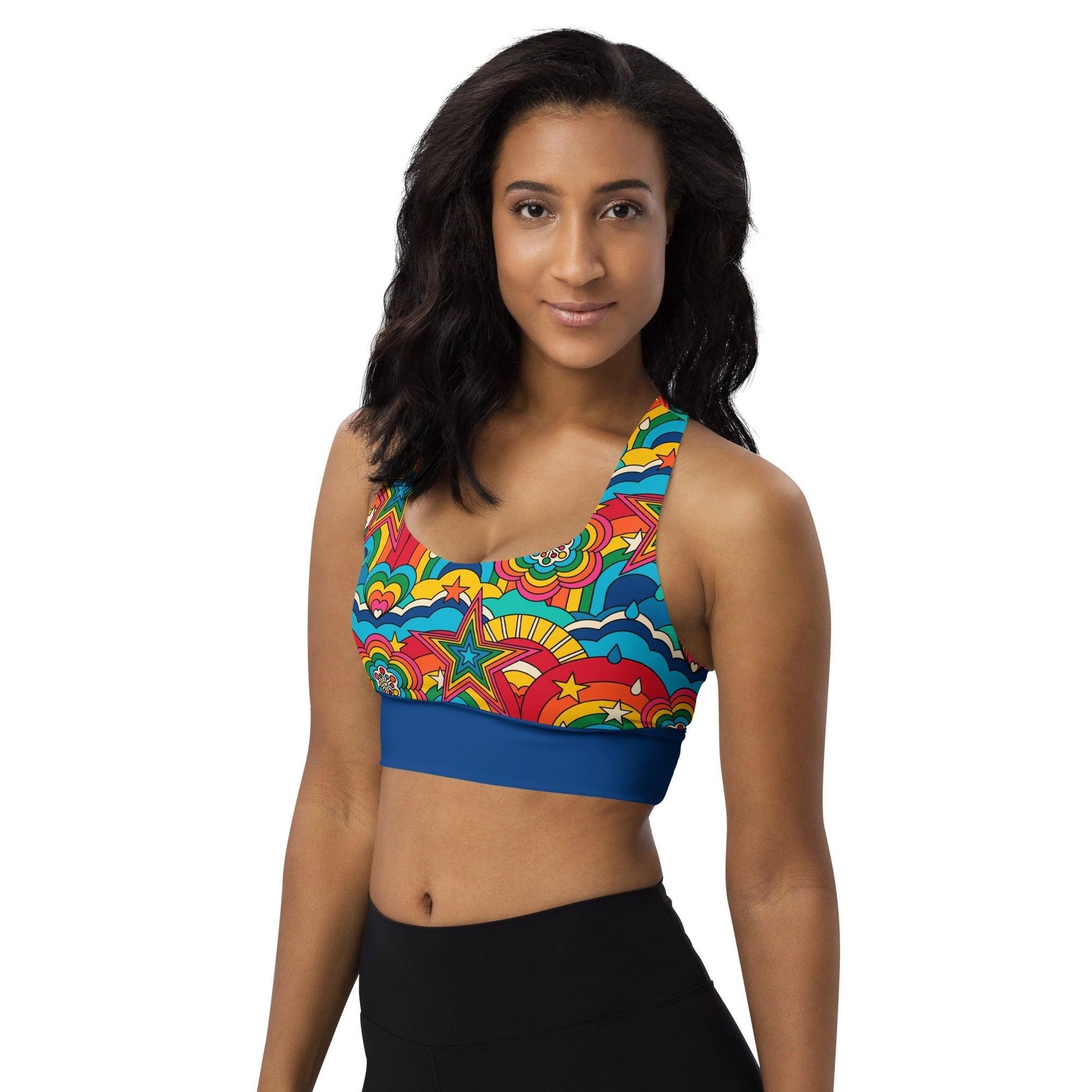 Sports bra - RAINBOW RAVE - Bold rainbow sky print