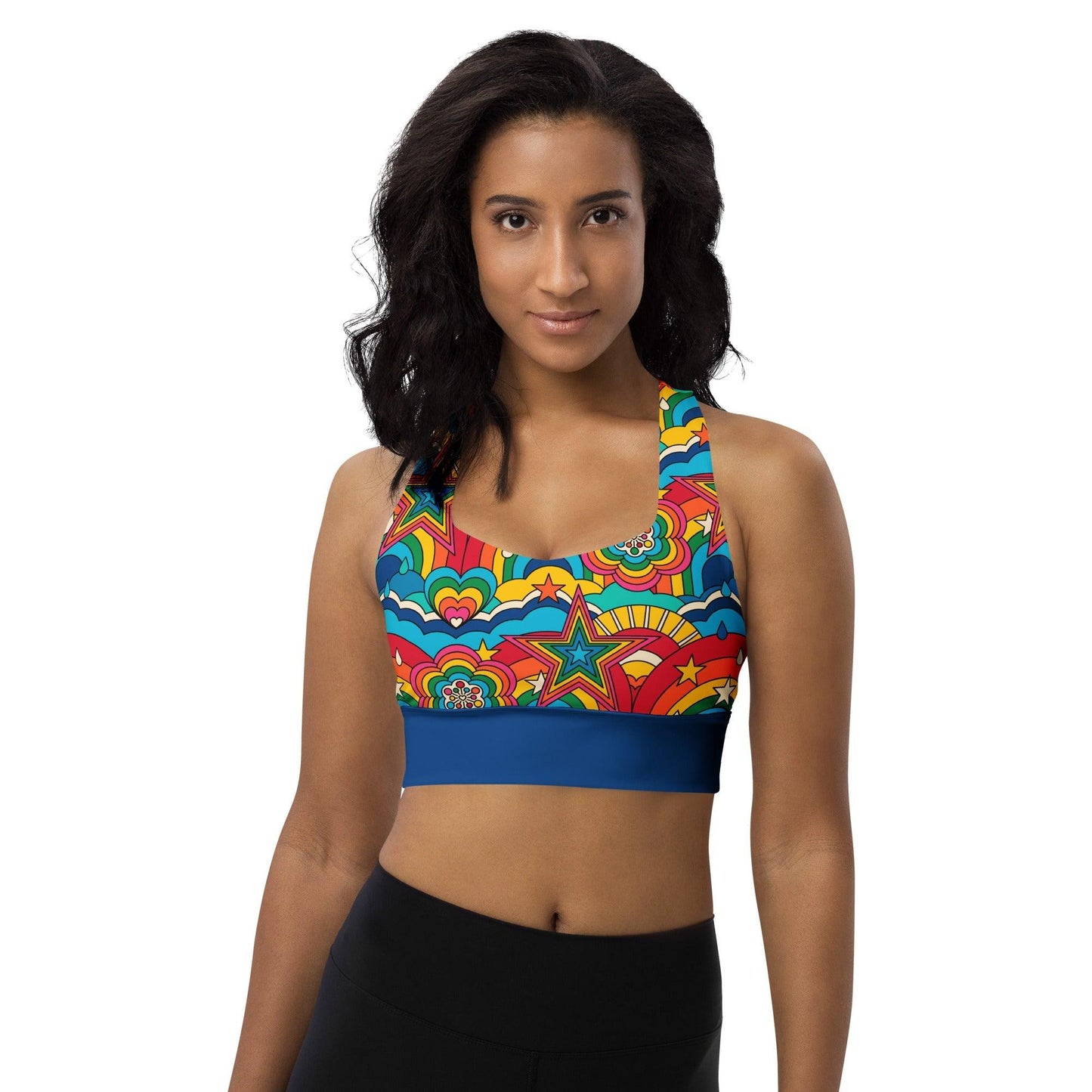 Sports bra - RAINBOW RAVE - Bold rainbow sky print 3XL