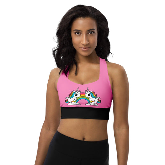 Sports bra - UNIQUE (just unicorns) pink - Unicorns and rainbows print 3XL