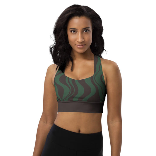 Sports bra - ENERGY WAVES forest - Wavy stripe print 3XL