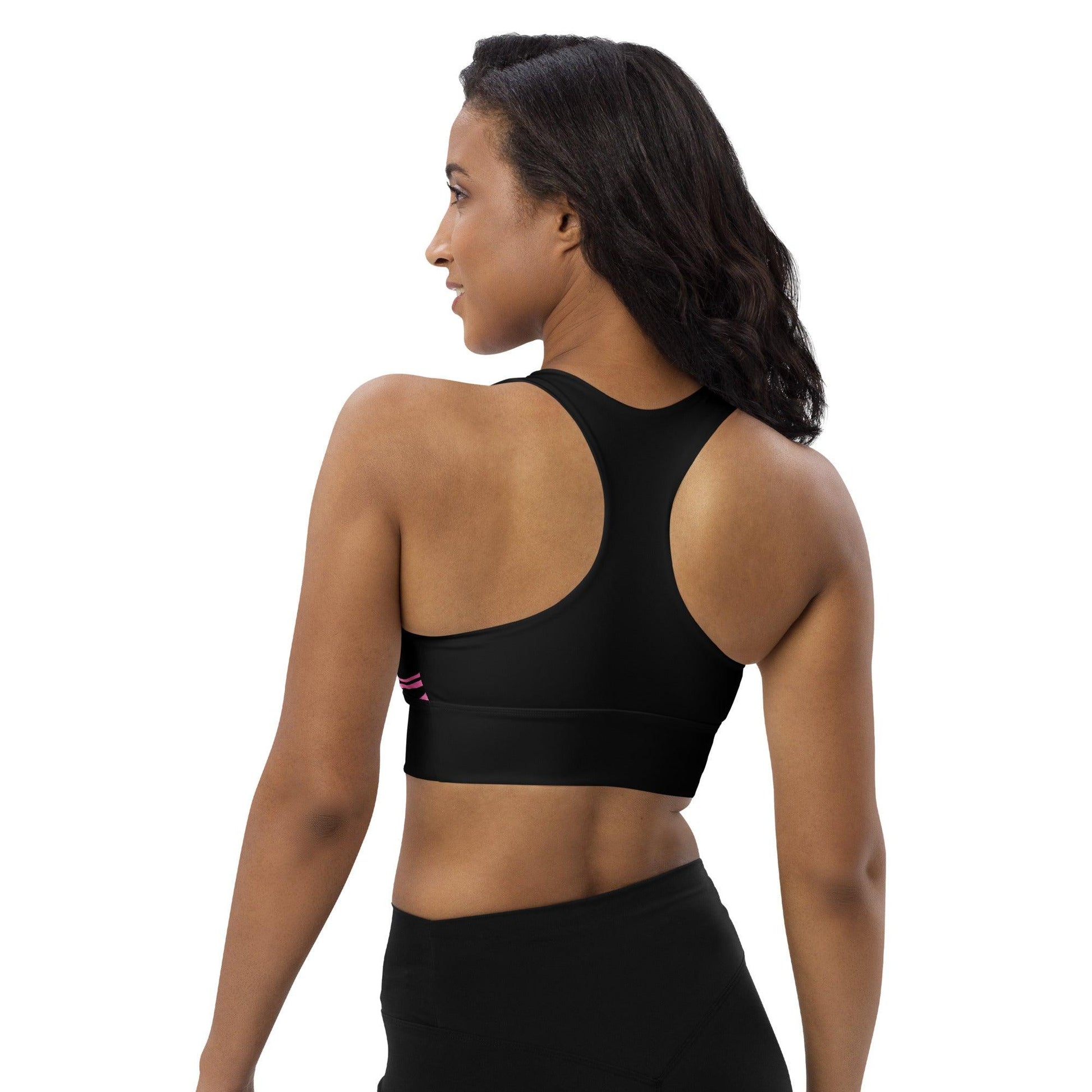 Sports bra - ENERGY WAVES pink black - Wavy stripe print