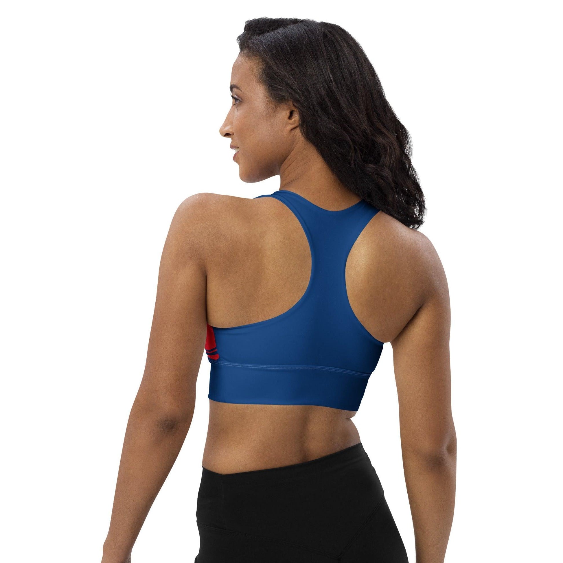 Sports bra - ENERGY WAVES red blue - Wavy stripe print