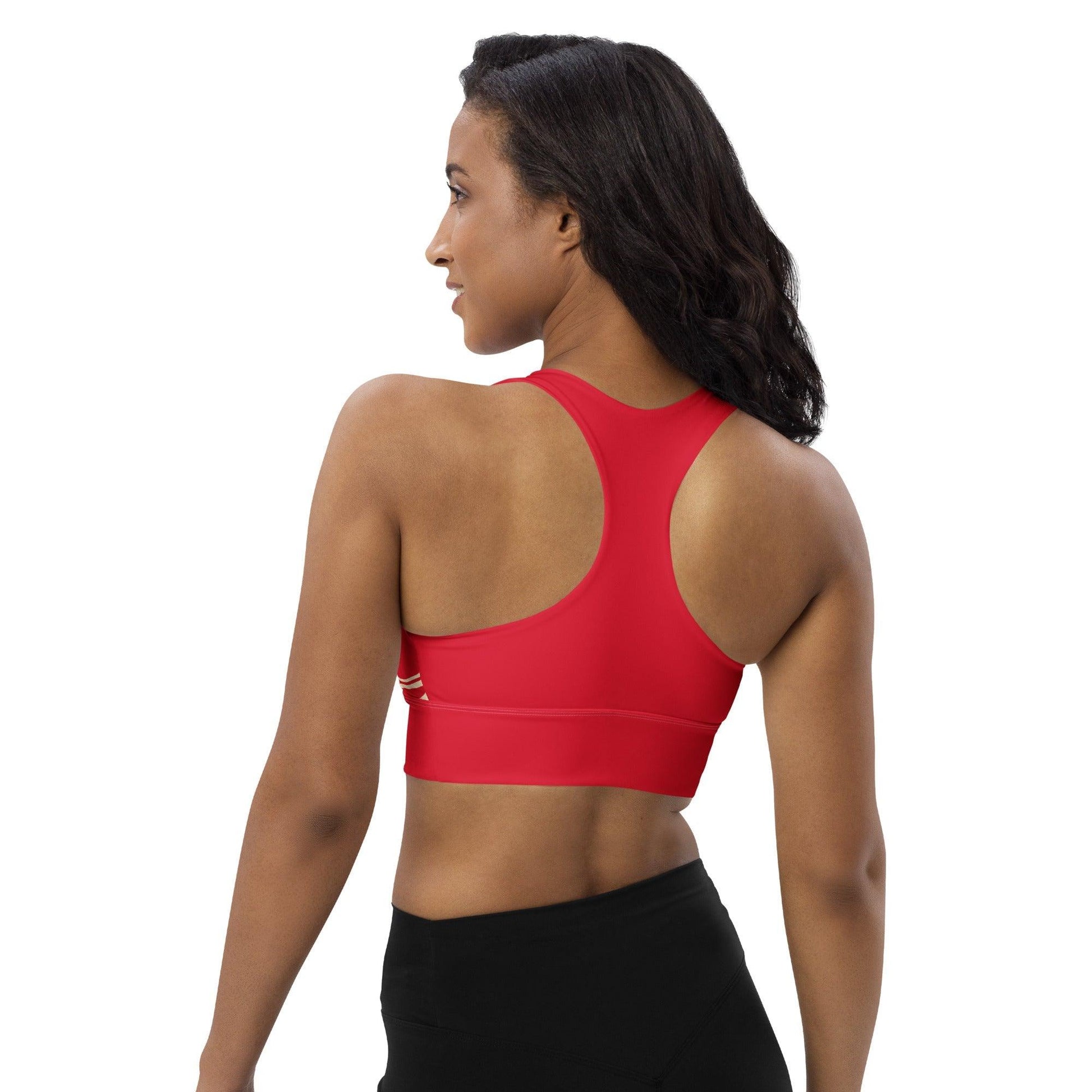 Sports bra - ENERGY WAVES red natural - Wavy stripe print