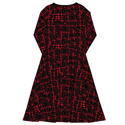 Midi dress - STONE SPIRIT black red - Graphic stone shapes print