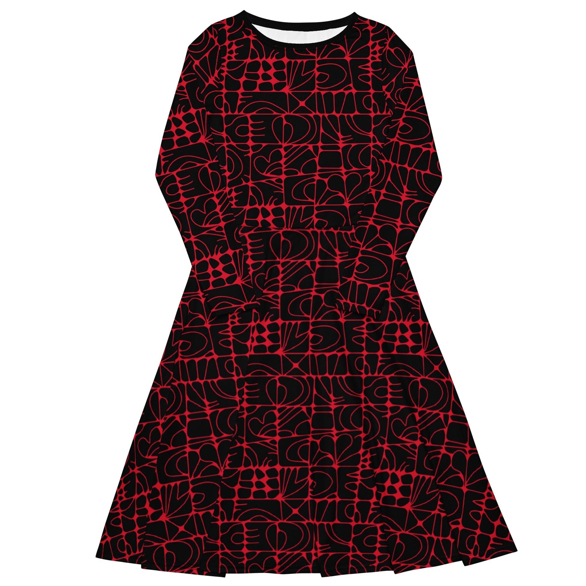 Midi dress - STONE SPIRIT black red - Graphic stone shapes print 6XL