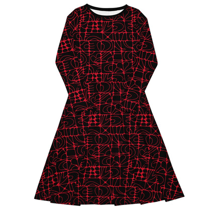 Midi dress - STONE SPIRIT black red - Graphic stone shapes print 6XL