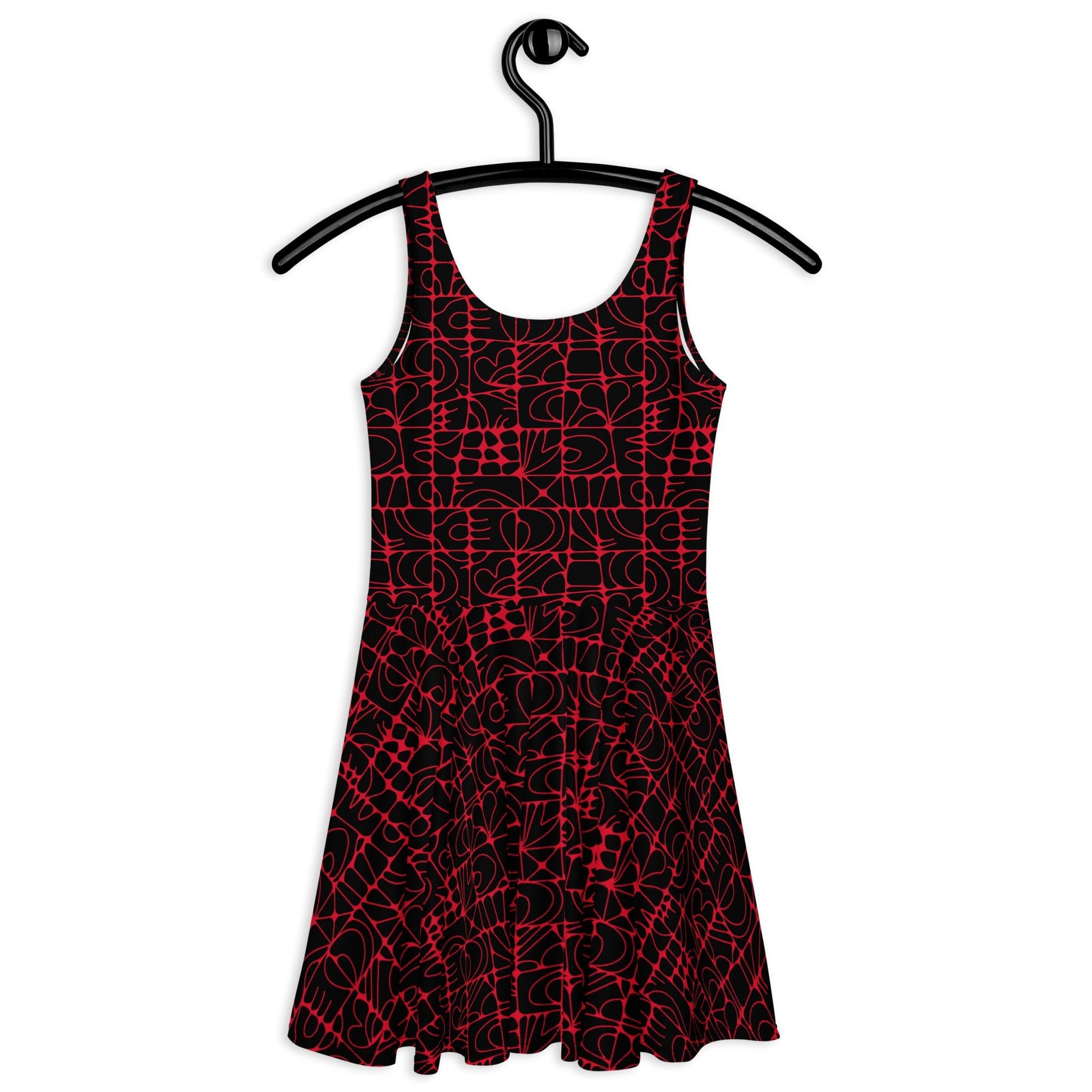 Skater dress - STONE SPIRIT black red - Graphic stone shapes print