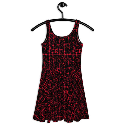 Skater dress - STONE SPIRIT black red - Graphic stone shapes print