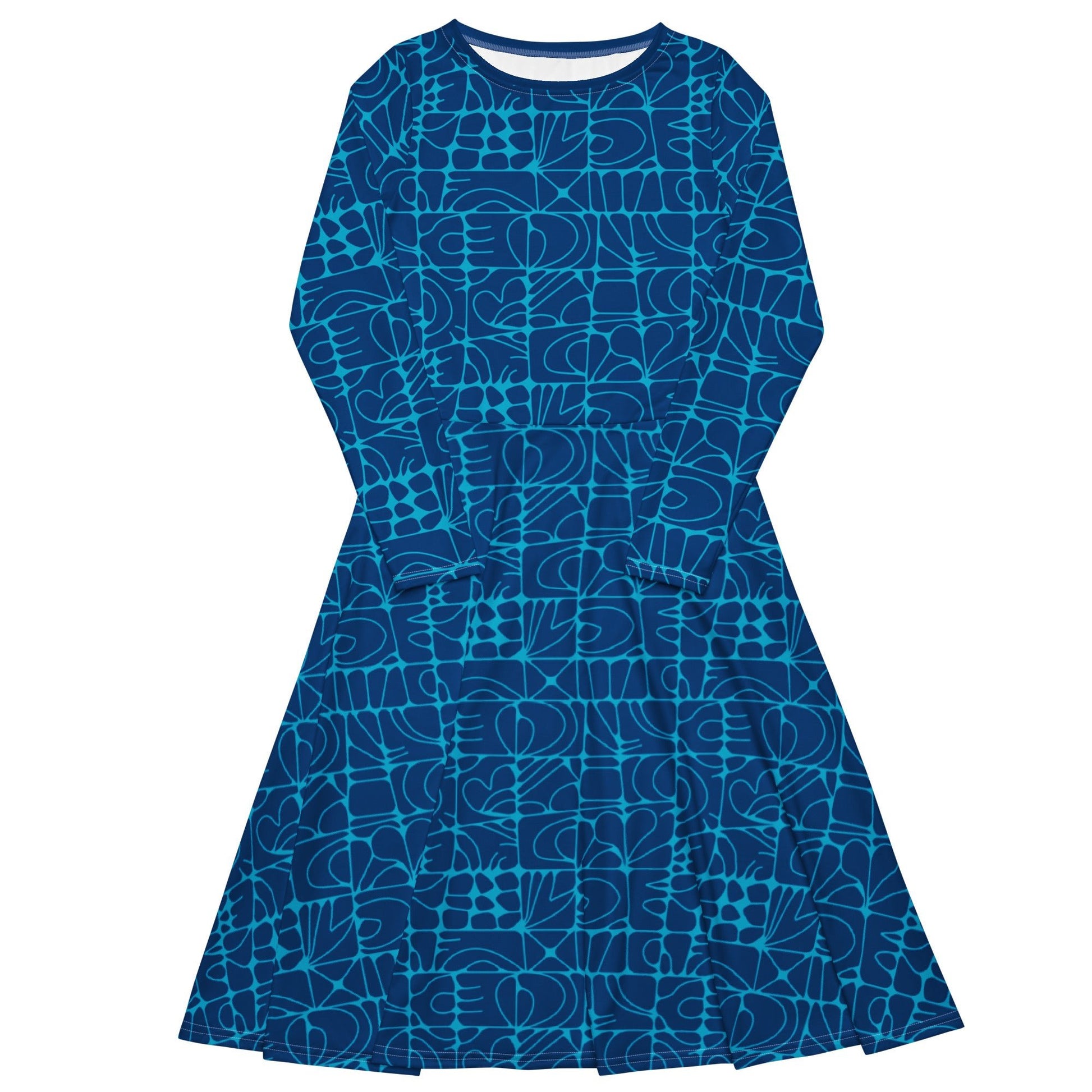 Midi dress - STONE SPIRIT blue - Graphic stone shapes print 6XL