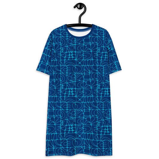 T-shirt dress - STONE SPIRIT blue - Graphic stone shapes print 6XL