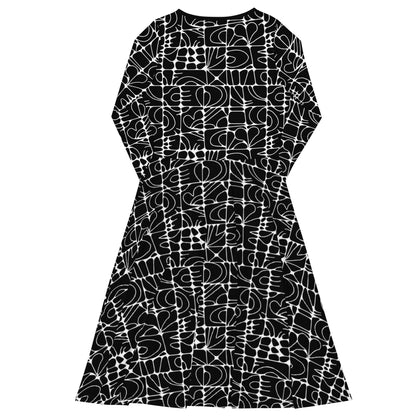 Midi dress - STONE SPIRIT bw - Graphic stone shapes print
