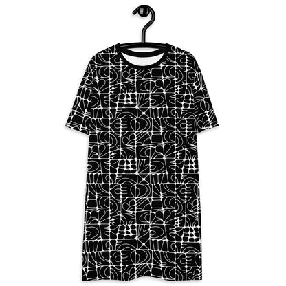 T-shirt dress - STONE SPIRIT bw - Graphic stone shapes print 6XL