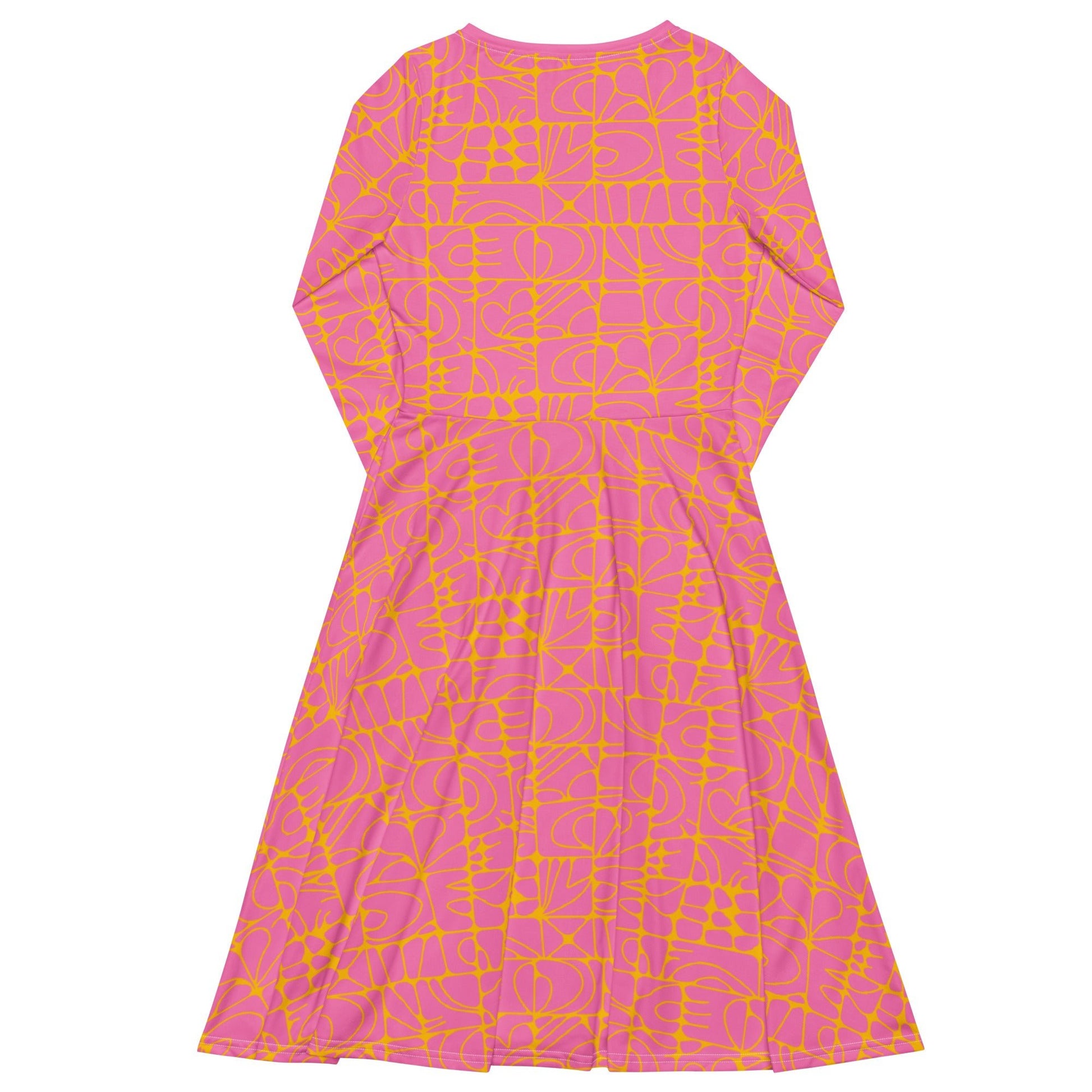 Midi dress - STONE SPIRIT pink yellow - Graphic stone shapes print