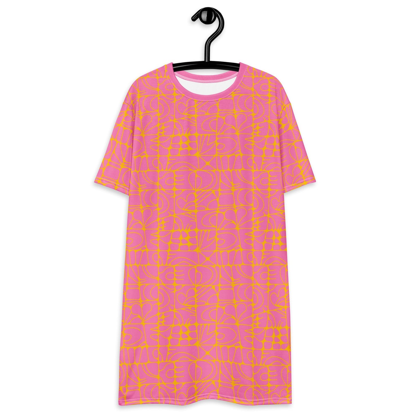 T-shirt dress - STONE SPIRIT pink yellow - Graphic stone shapes print 6XL