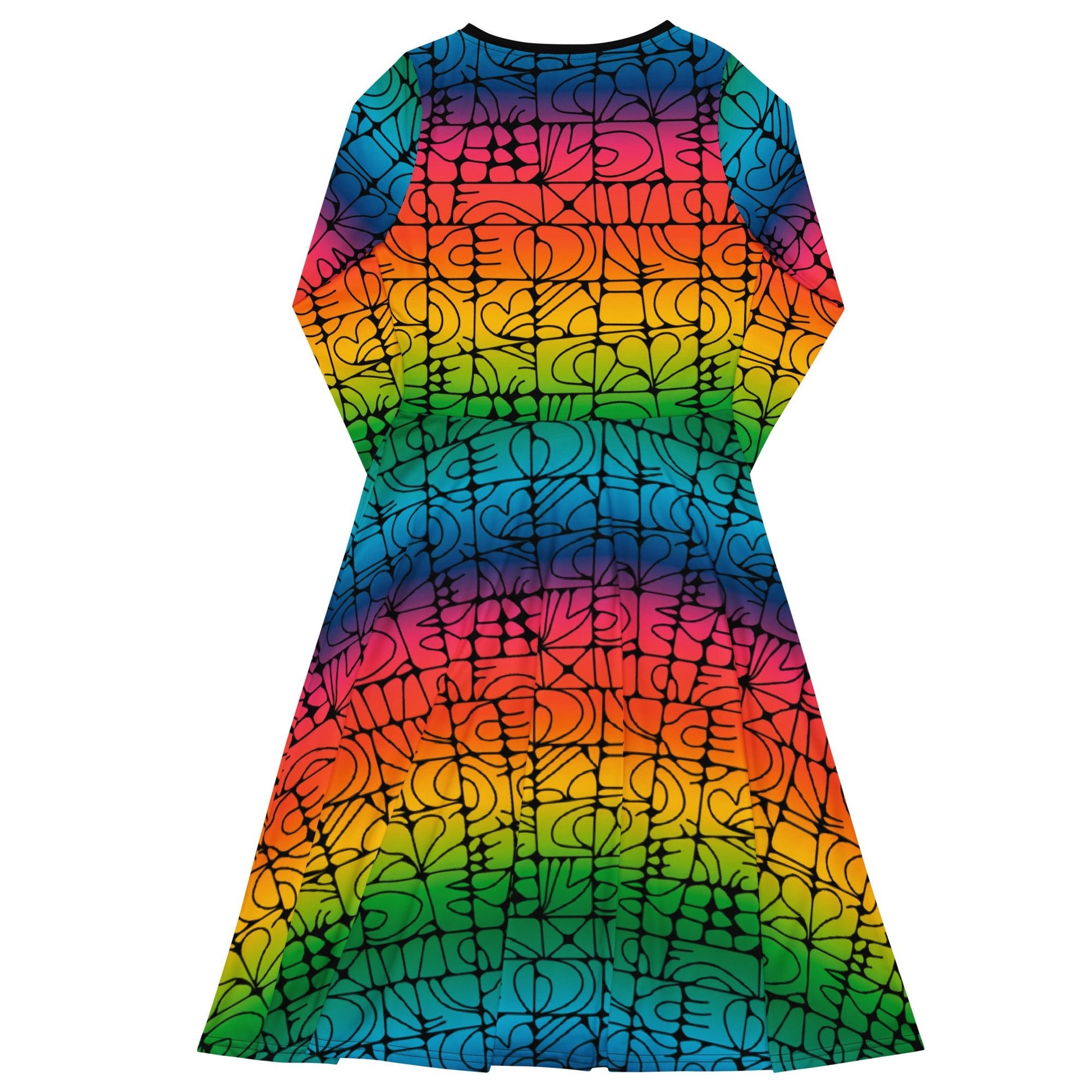 Midi dress - STONE SPIRIT rainbow black - Graphic stone shapes print